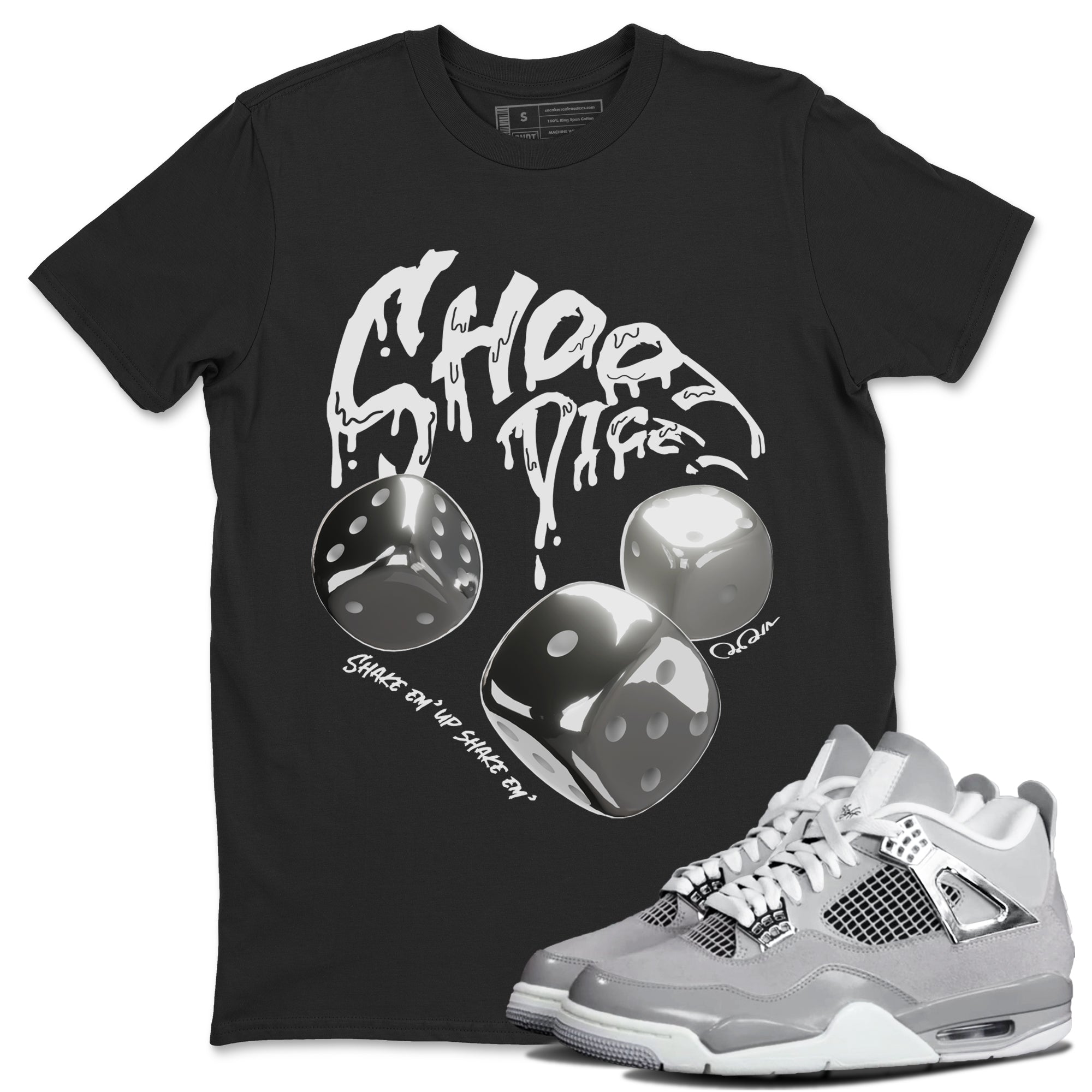 Air Jordan 4 Frozen Moments shirt to match jordans Shoot Dice Streetwear Sneaker Shirt AJ4 Frozen Moments Drip Gear Zone Sneaker Matching Clothing Unisex Black 1 T-Shirt
