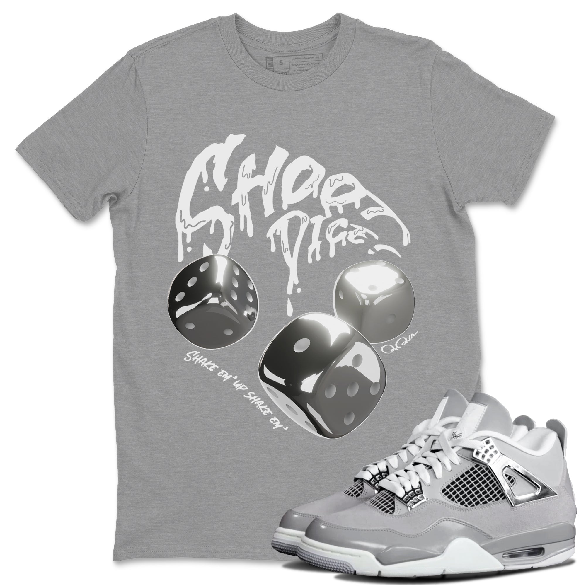 Air Jordan 4 Frozen Moments shirt to match jordans Shoot Dice Streetwear Sneaker Shirt AJ4 Frozen Moments Drip Gear Zone Sneaker Matching Clothing Unisex Heather Grey 1 T-Shirt