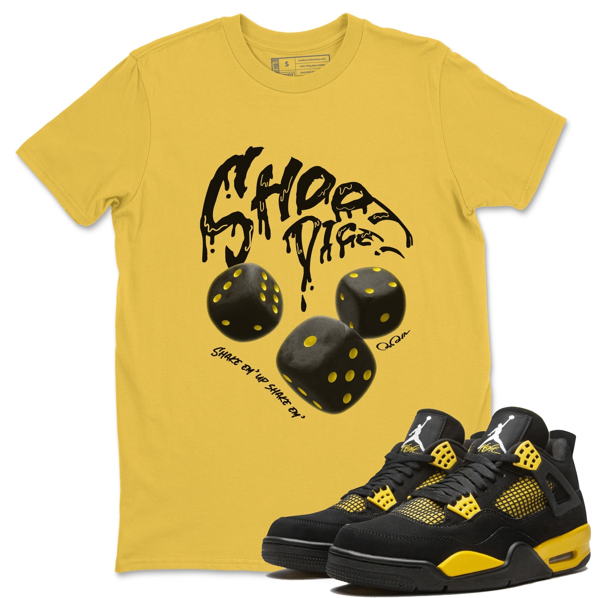 Air Jordan 4 Thunder Sneaker Match Tees Shoot Dice Streetwear Sneaker Shirt AJ4 Thunder Sneaker Release Tees Unisex Shirts Daisy 1