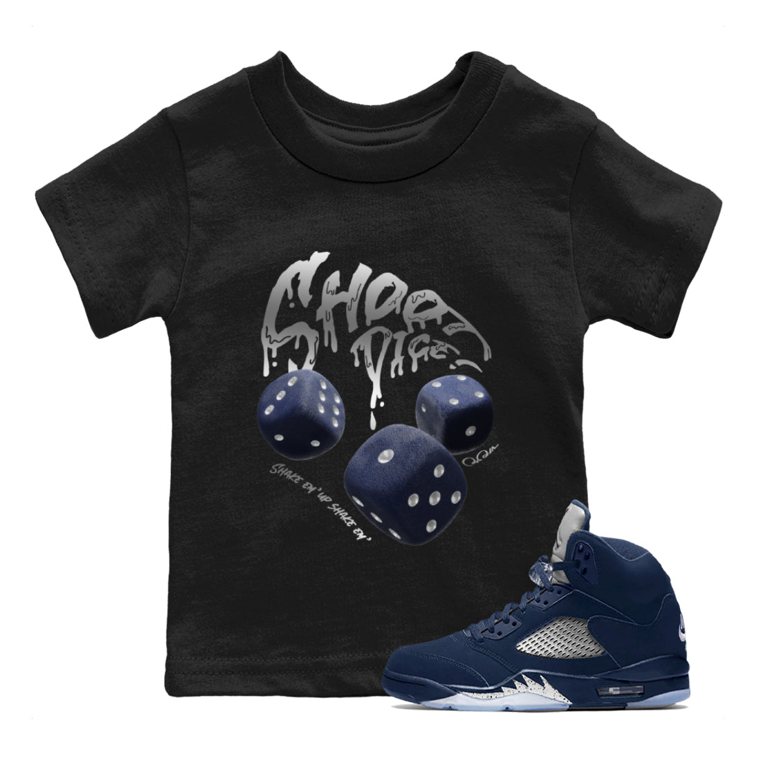 Air Jordan 5 George Town Sneaker Match Tees Shoot Dice Streetwear Sneaker Shirt AJ5 George Town Sneaker Release Tees Kids Shirts Black 1