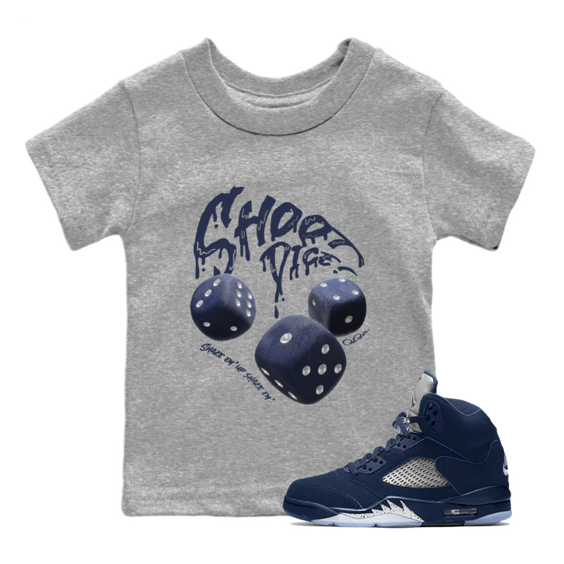 Air Jordan 5 George Town Sneaker Match Tees Shoot Dice Streetwear Sneaker Shirt AJ5 George Town Sneaker Release Tees Kids Shirts Heather Grey 1