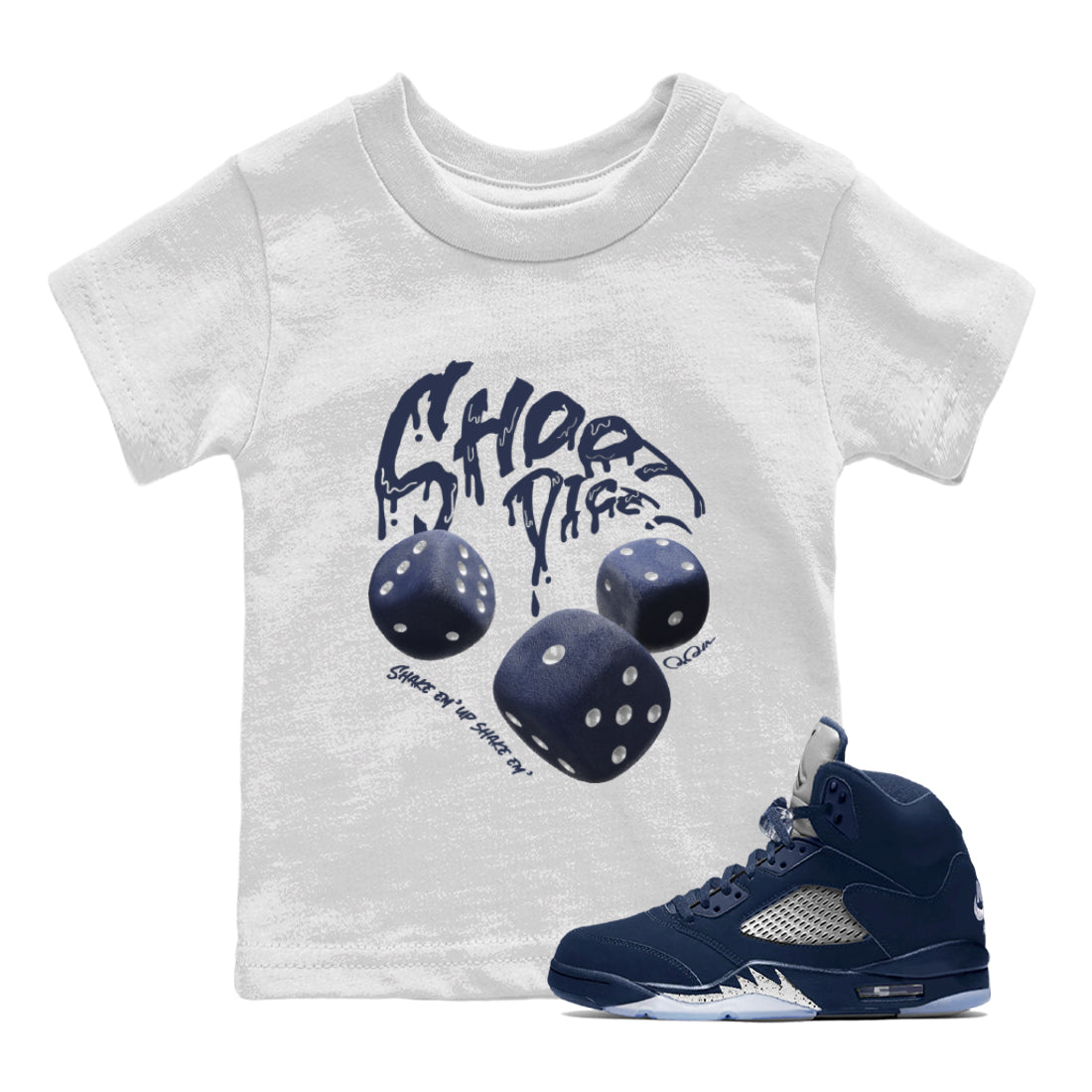 Air Jordan 5 George Town Sneaker Match Tees Shoot Dice Streetwear Sneaker Shirt AJ5 George Town Sneaker Release Tees Kids Shirts White 1