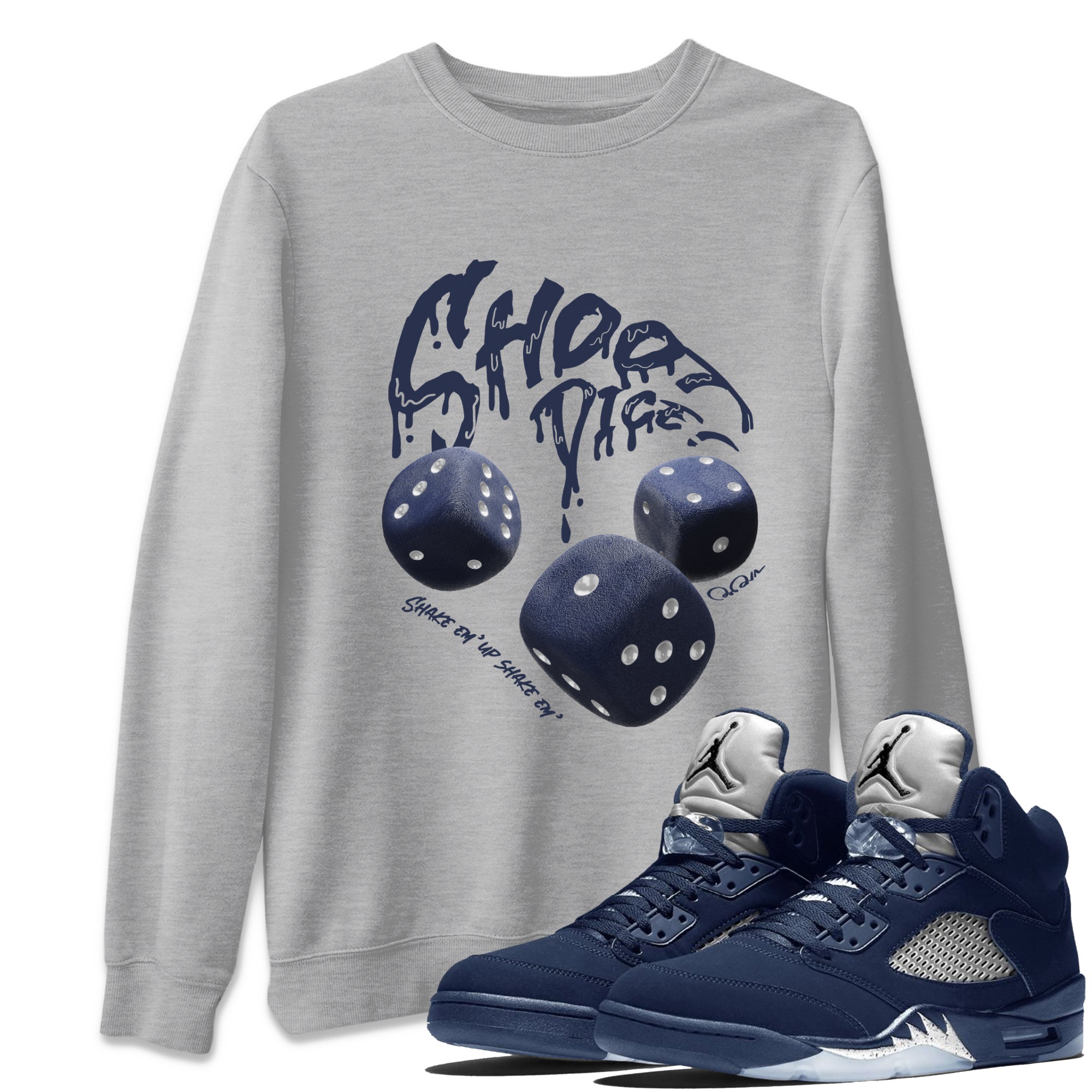 Air Jordan 5 George Town Sneaker Match Tees Shoot Dice Streetwear Sneaker Shirt AJ5 George Town Sneaker Release Tees Unisex Shirts Heather Grey 1