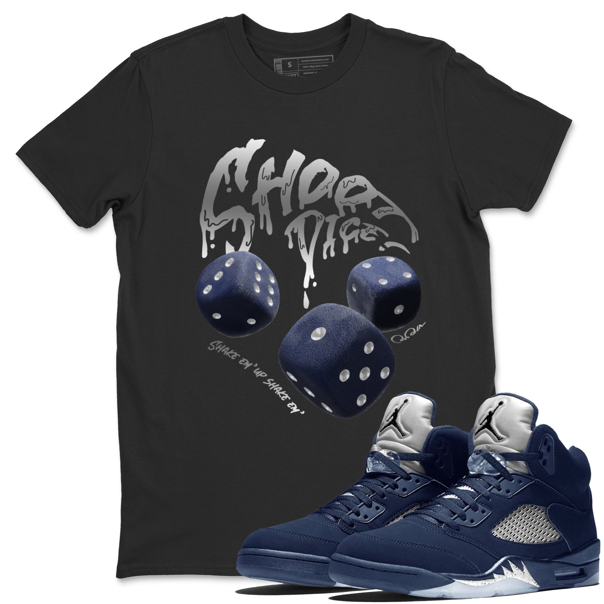 Air Jordan 5 George Town Sneaker Match Tees Shoot Dice Streetwear Sneaker Shirt AJ5 George Town Sneaker Release Tees Unisex Shirts Black 1