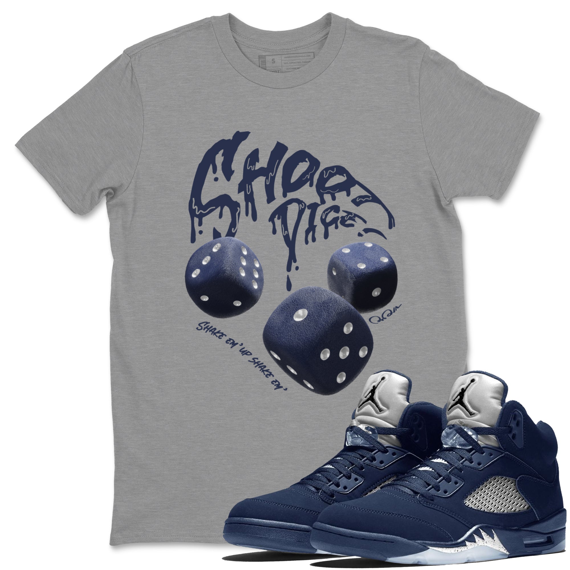 Air Jordan 5 George Town Sneaker Match Tees Shoot Dice Streetwear Sneaker Shirt AJ5 George Town Sneaker Release Tees Unisex Shirts Heather Grey 1