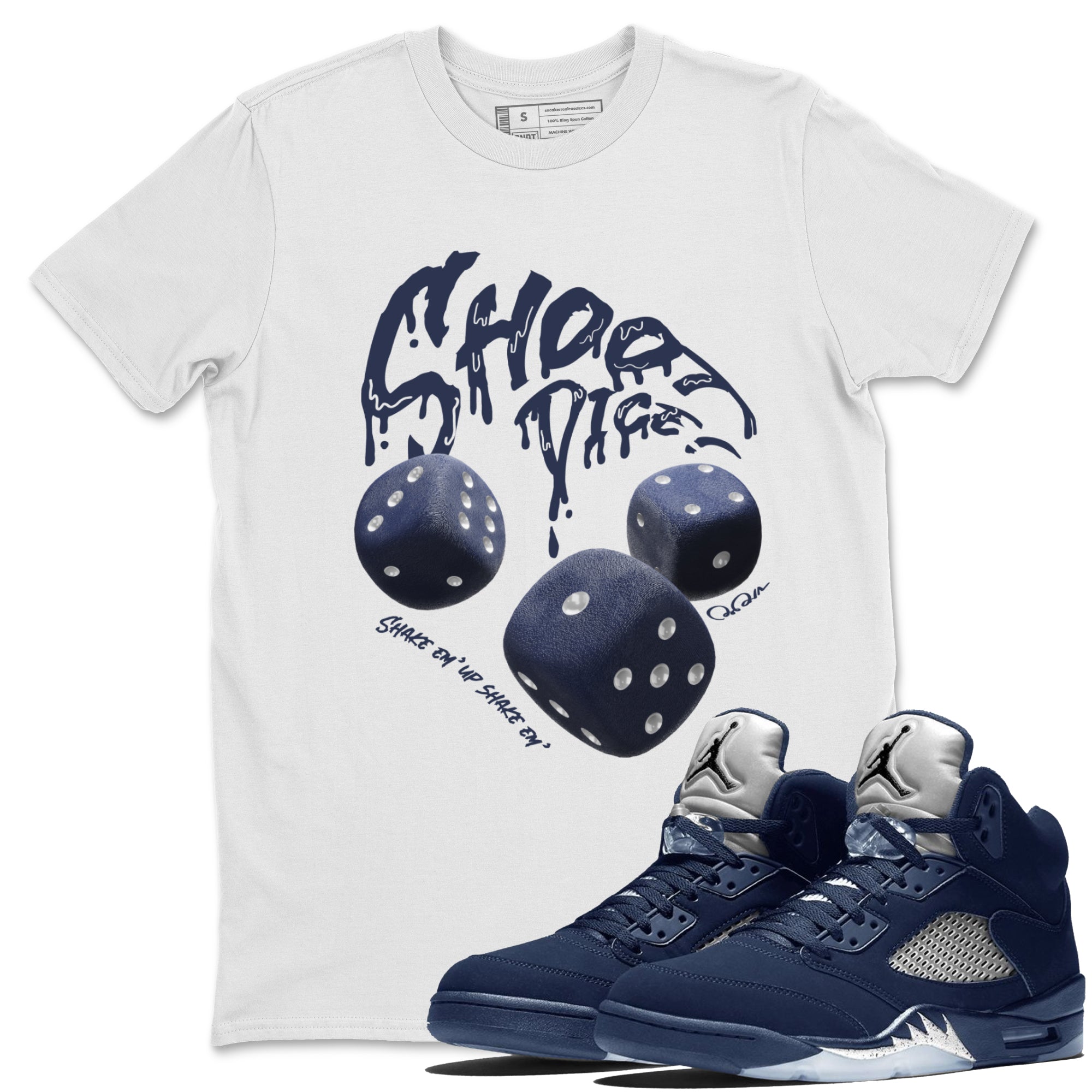 Air Jordan 5 George Town Sneaker Match Tees Shoot Dice Streetwear Sneaker Shirt AJ5 George Town Sneaker Release Tees Unisex Shirts White 1