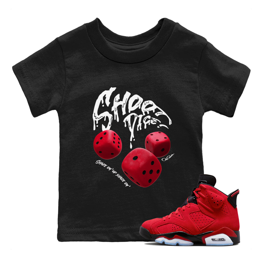 Air Jordan 6 Toro Bravo Sneaker Match Tees Shoot Dice Streetwear Sneaker Shirt AJ6 Toro Bravo Sneaker Release Tees Kids Shirts Black 1
