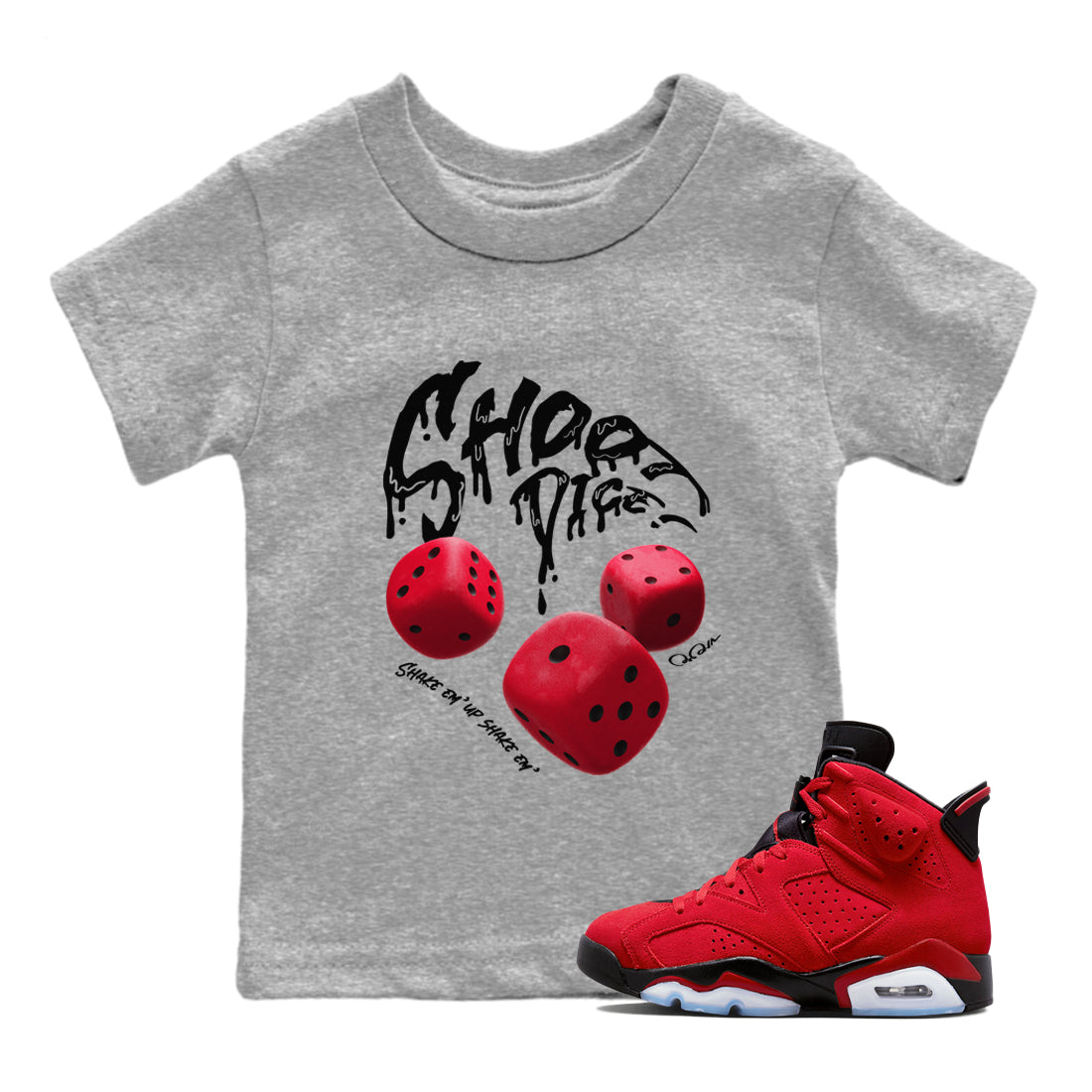 Air Jordan 6 Toro Bravo Sneaker Match Tees Shoot Dice Streetwear Sneaker Shirt AJ6 Toro Bravo Sneaker Release Tees Kids Shirts Heather Grey 1