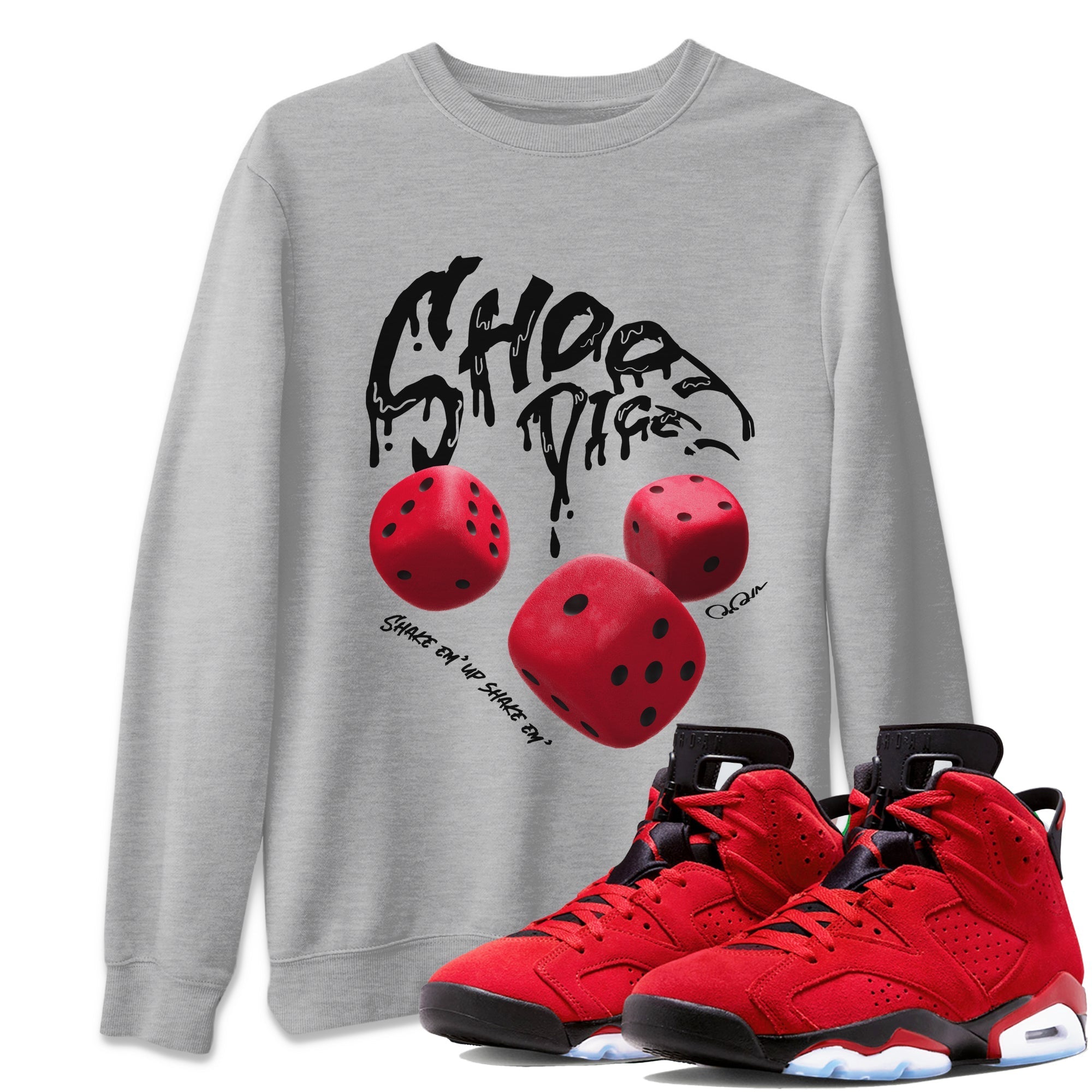 Air Jordan 6 Toro Bravo Sneaker Match Tees Shoot Dice Streetwear Sneaker Shirt AJ6 Toro Bravo Sneaker Release Tees Unisex Shirts Heather Grey 1