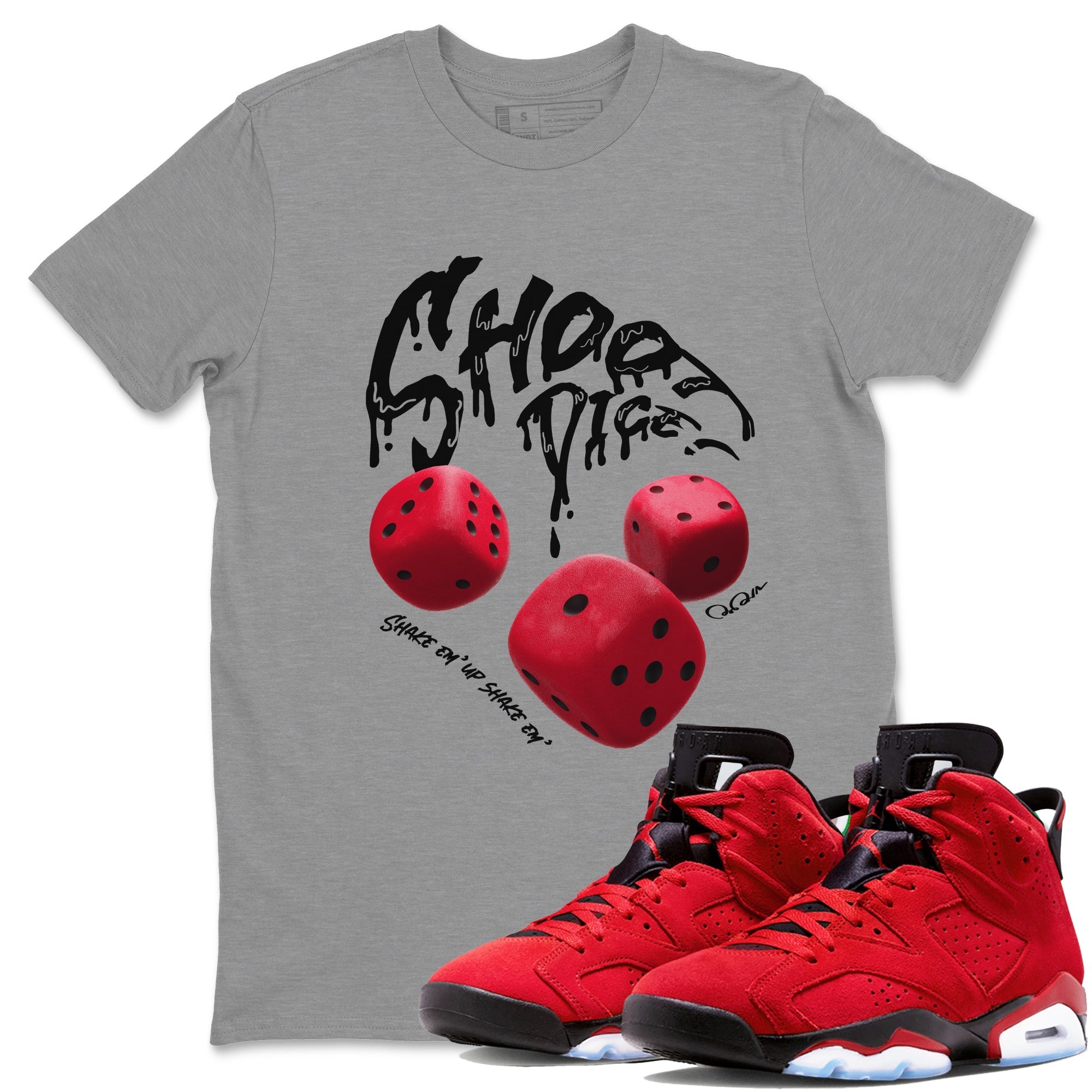 Air Jordan 6 Toro Bravo Sneaker Match Tees Shoot Dice Streetwear Sneaker Shirt AJ6 Toro Bravo Sneaker Release Tees Unisex Shirts Heather Grey 1