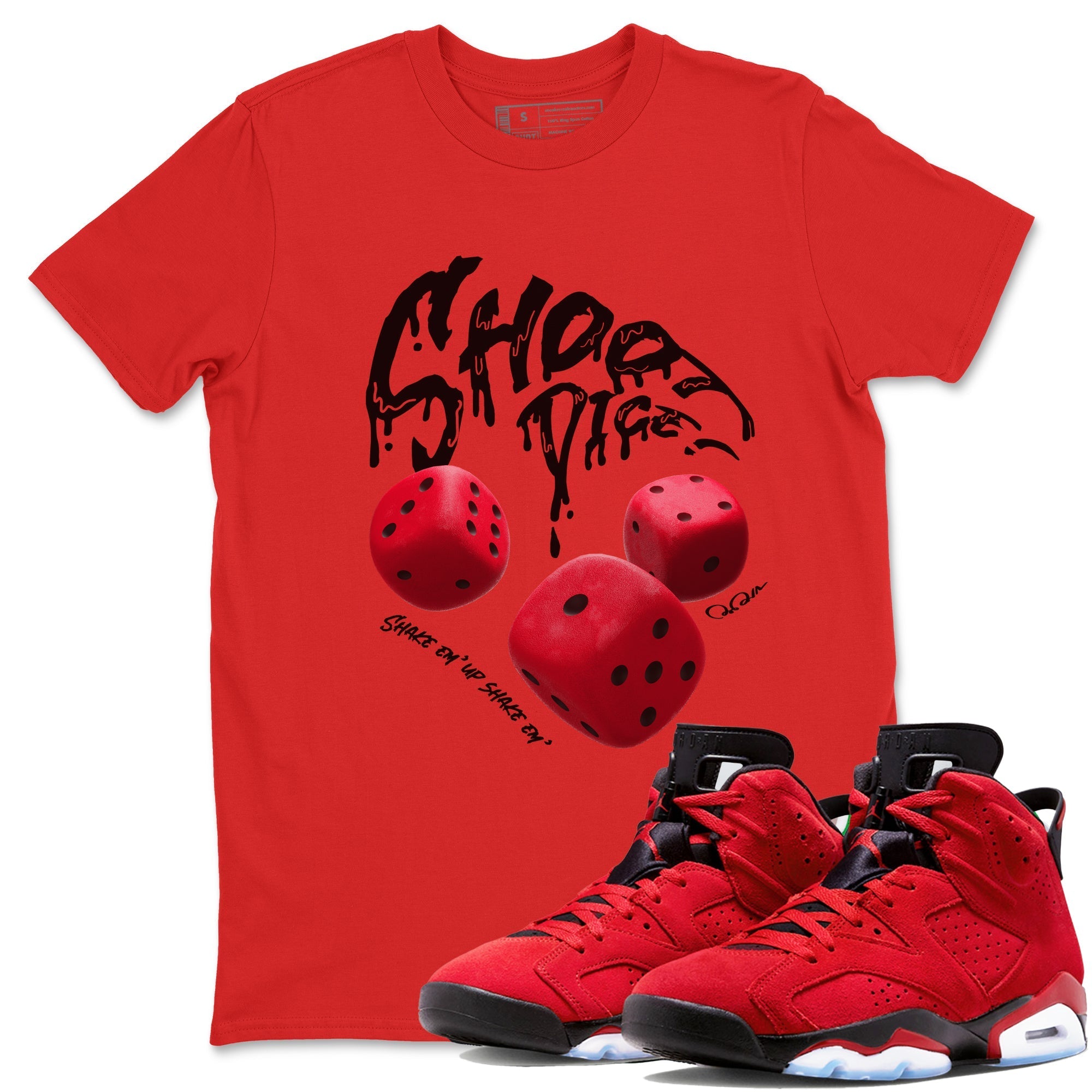Air Jordan 6 Toro Bravo Sneaker Match Tees Shoot Dice Streetwear Sneaker Shirt AJ6 Toro Bravo Sneaker Release Tees Unisex Shirts Red 1