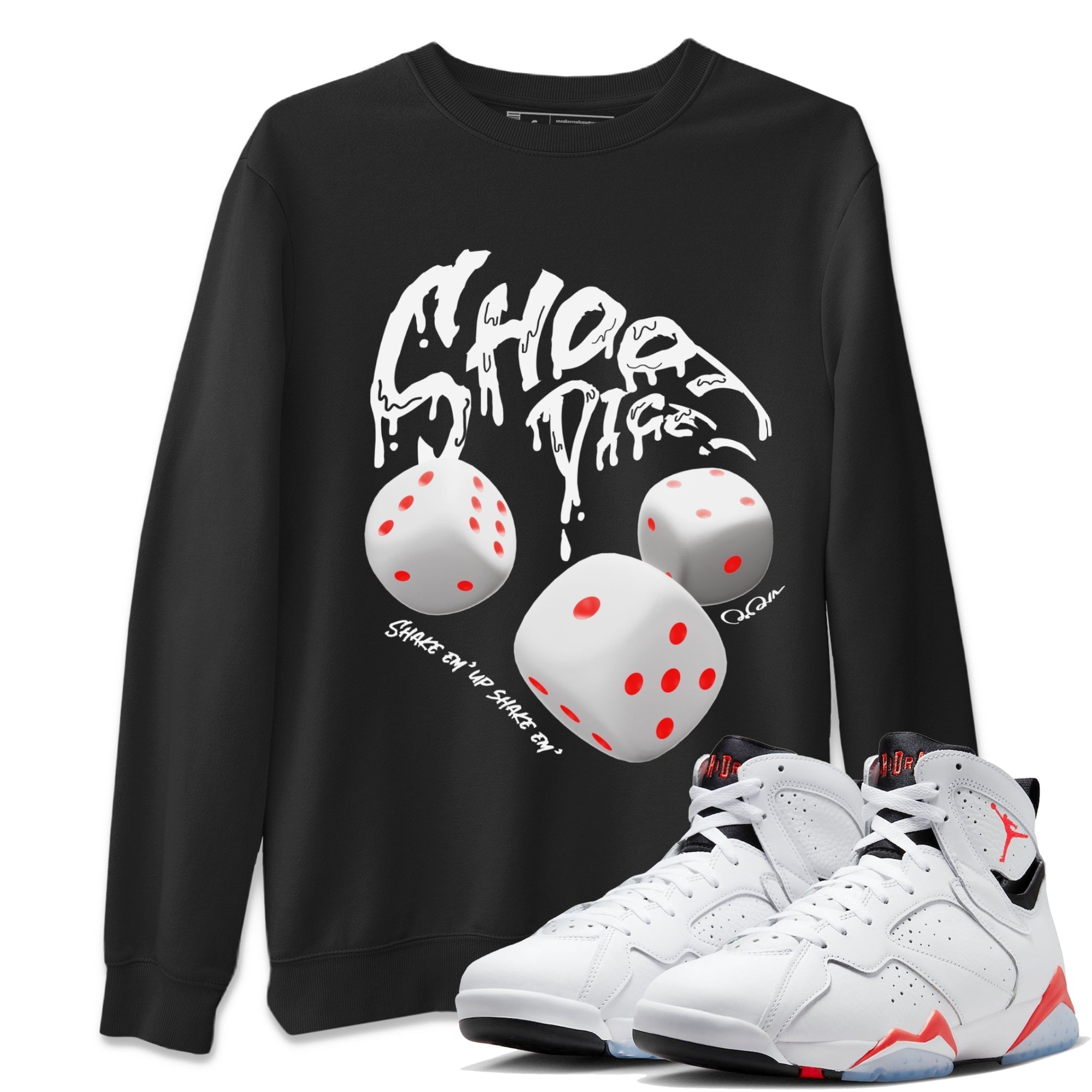 Air Jordan 7 Infrared Sneaker Match Tees Shoot Dice Streetwear Sneaker Shirt AJ7 Infrared Sneaker Release Tees Unisex Shirts Black 1