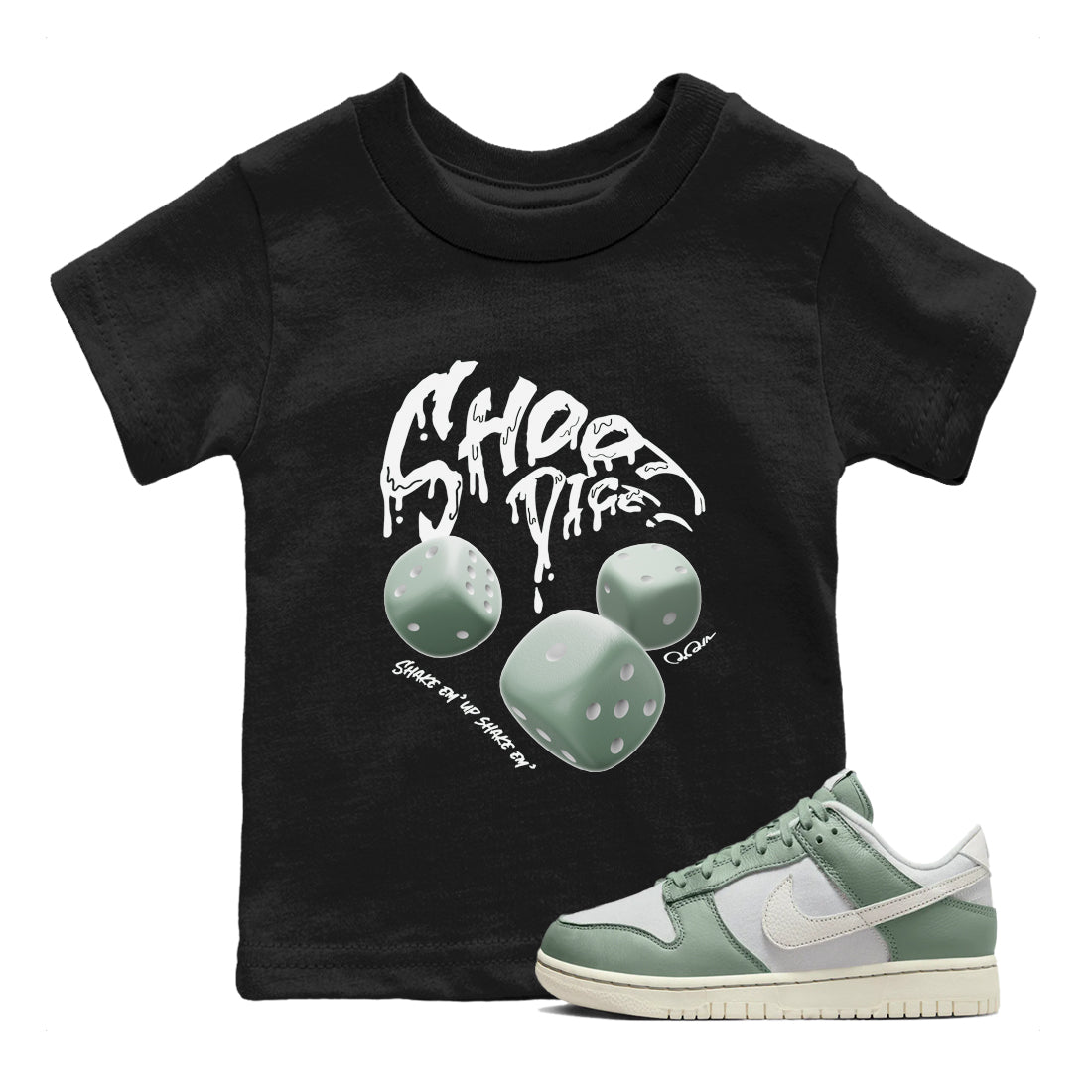 Dunk Mica Green Sneaker Match Tees Shoot Dice Streetwear Sneaker Shirt Nike Dunk Low Mica Green Sneaker Release Tees Kids Shirts Black 1