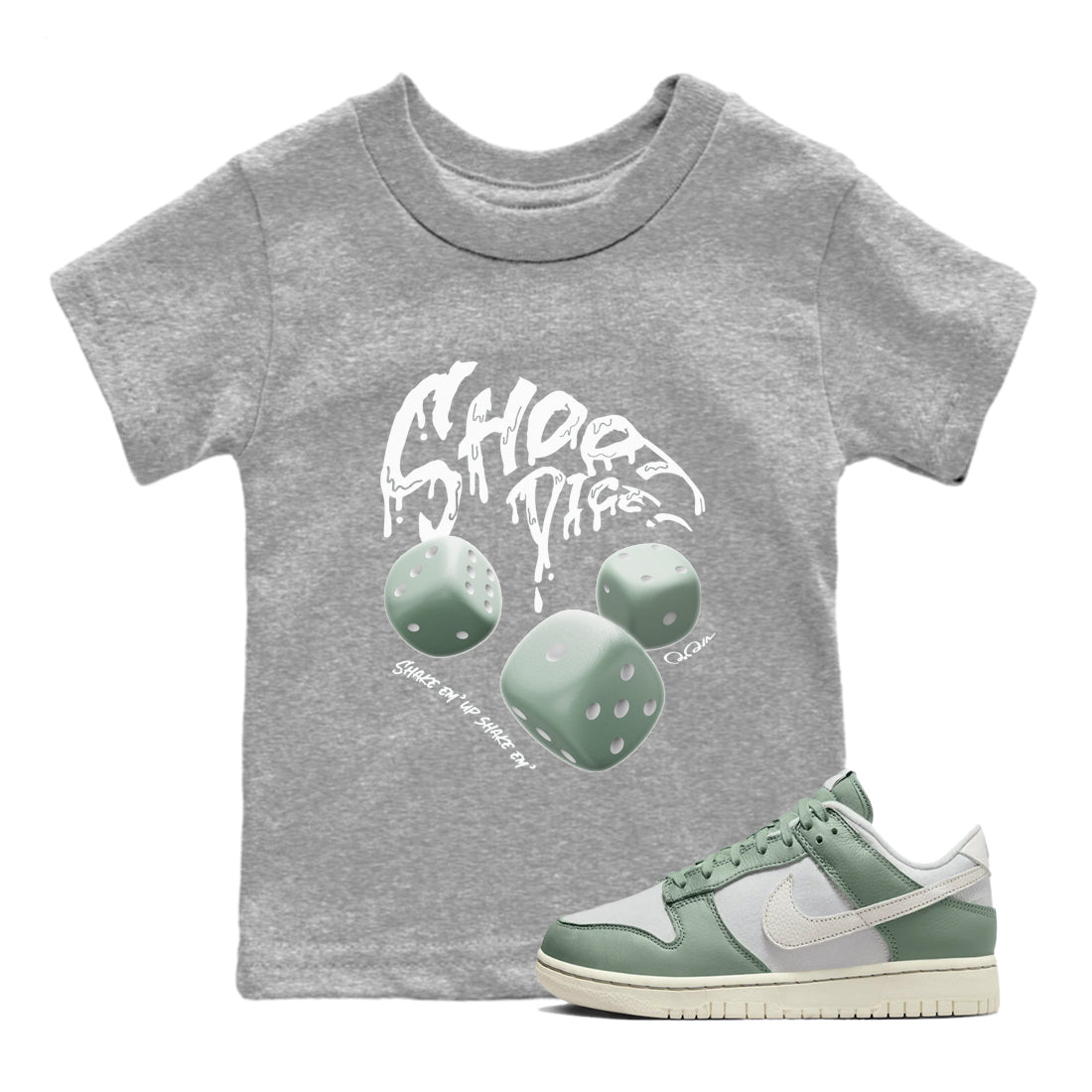 Dunk Mica Green Sneaker Match Tees Shoot Dice Streetwear Sneaker Shirt Nike Dunk Low Mica Green Sneaker Release Tees Kids Shirts Heather Grey 1