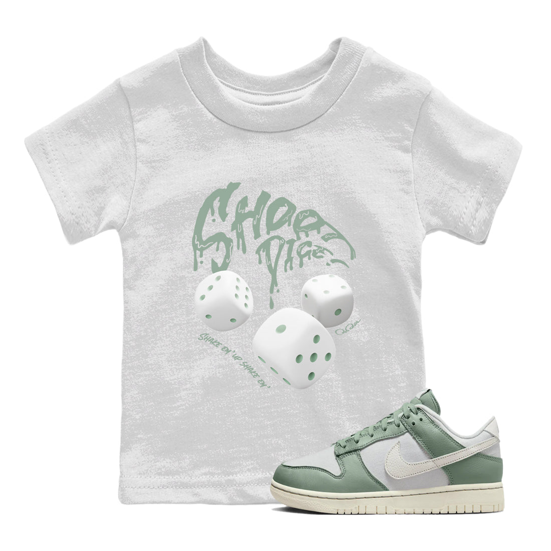 Dunk Mica Green Sneaker Match Tees Shoot Dice Streetwear Sneaker Shirt Nike Dunk Low Mica Green Sneaker Release Tees Kids Shirts White 1