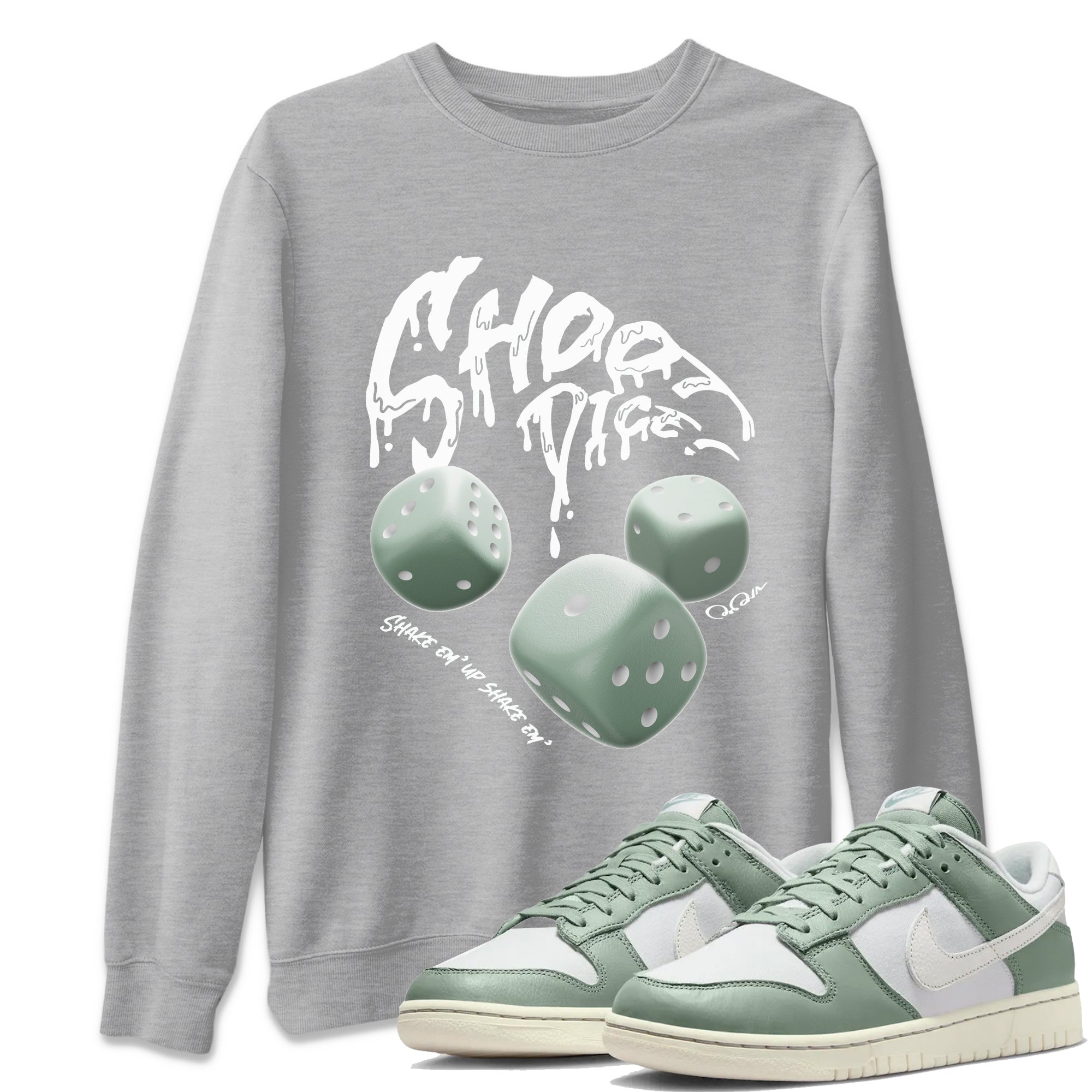 Dunk Mica Green Sneaker Match Tees Shoot Dice Streetwear Sneaker Shirt Nike Dunk Low Mica Green Sneaker Release Tees Unisex Shirts Heather Grey 1