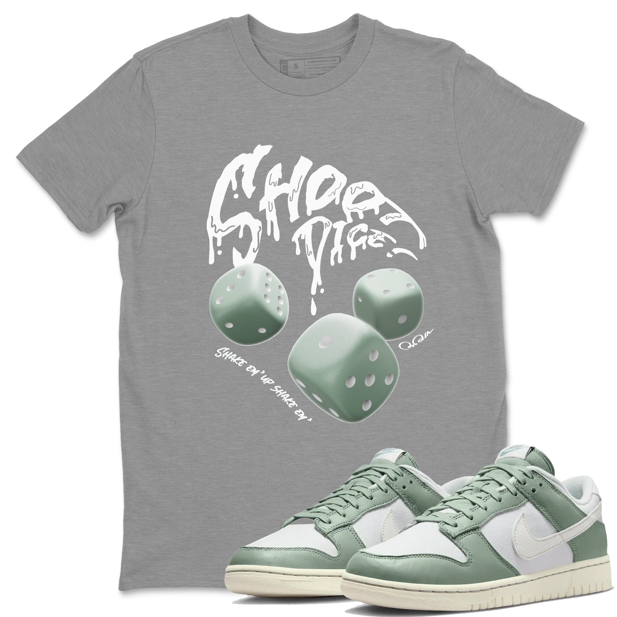 Dunk Mica Green Sneaker Match Tees Shoot Dice Streetwear Sneaker Shirt Nike Dunk Low Mica Green Sneaker Release Tees Unisex Shirts Heather Grey 1