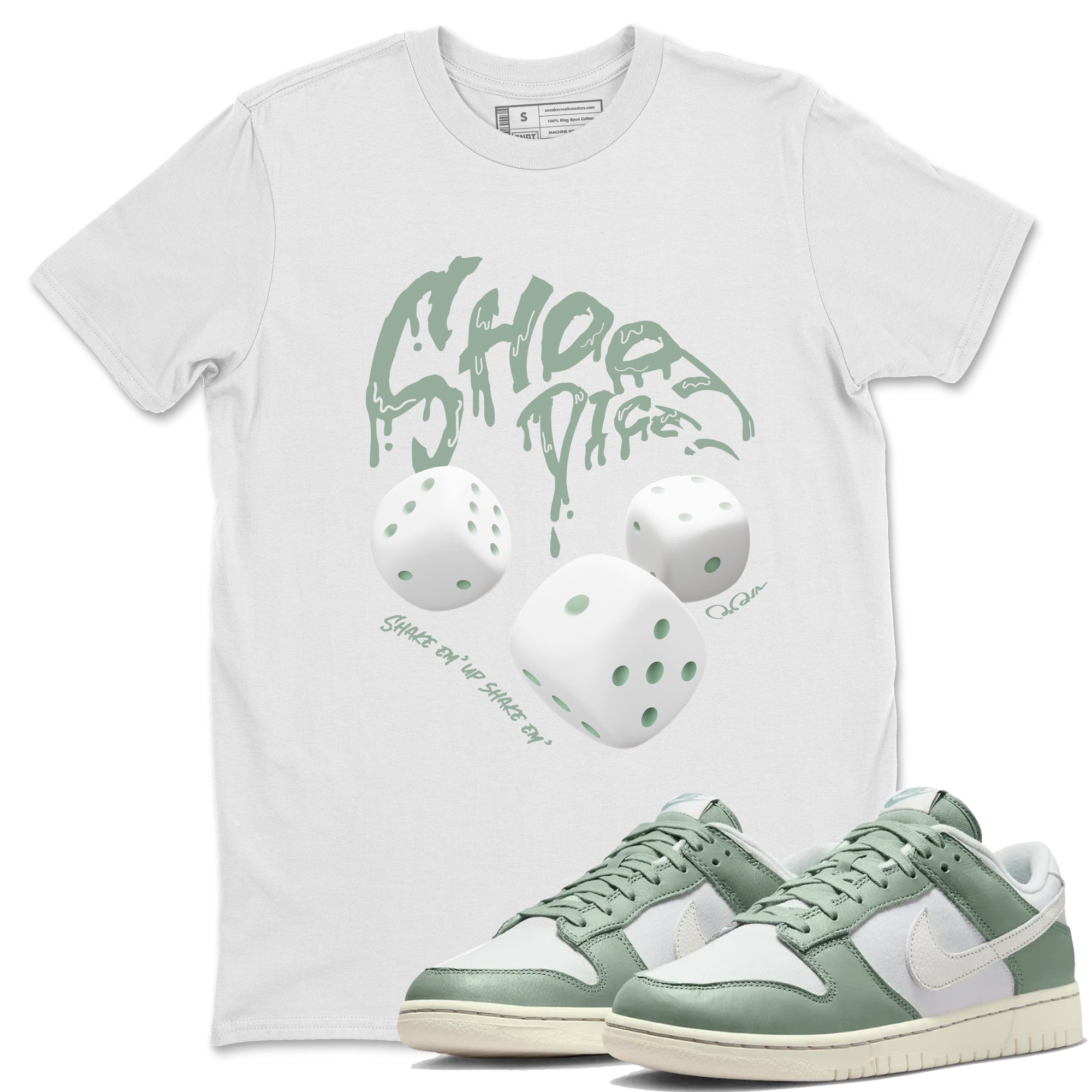 Dunk Mica Green Sneaker Match Tees Shoot Dice Streetwear Sneaker Shirt Nike Dunk Low Mica Green Sneaker Release Tees Unisex Shirts White 1