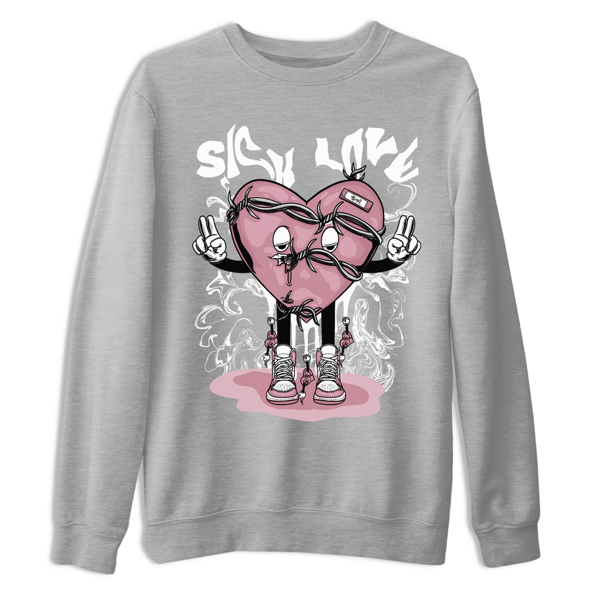 Air Jordan 1 Mauve shirt to match jordans Sick Love crew neck streetwear t-shirt AJ1 High OG Mauve Drip Gear Zone Crew Neck Sneaker Matching TeeUnisex Heather Grey 2 Sneaker Matching Tee