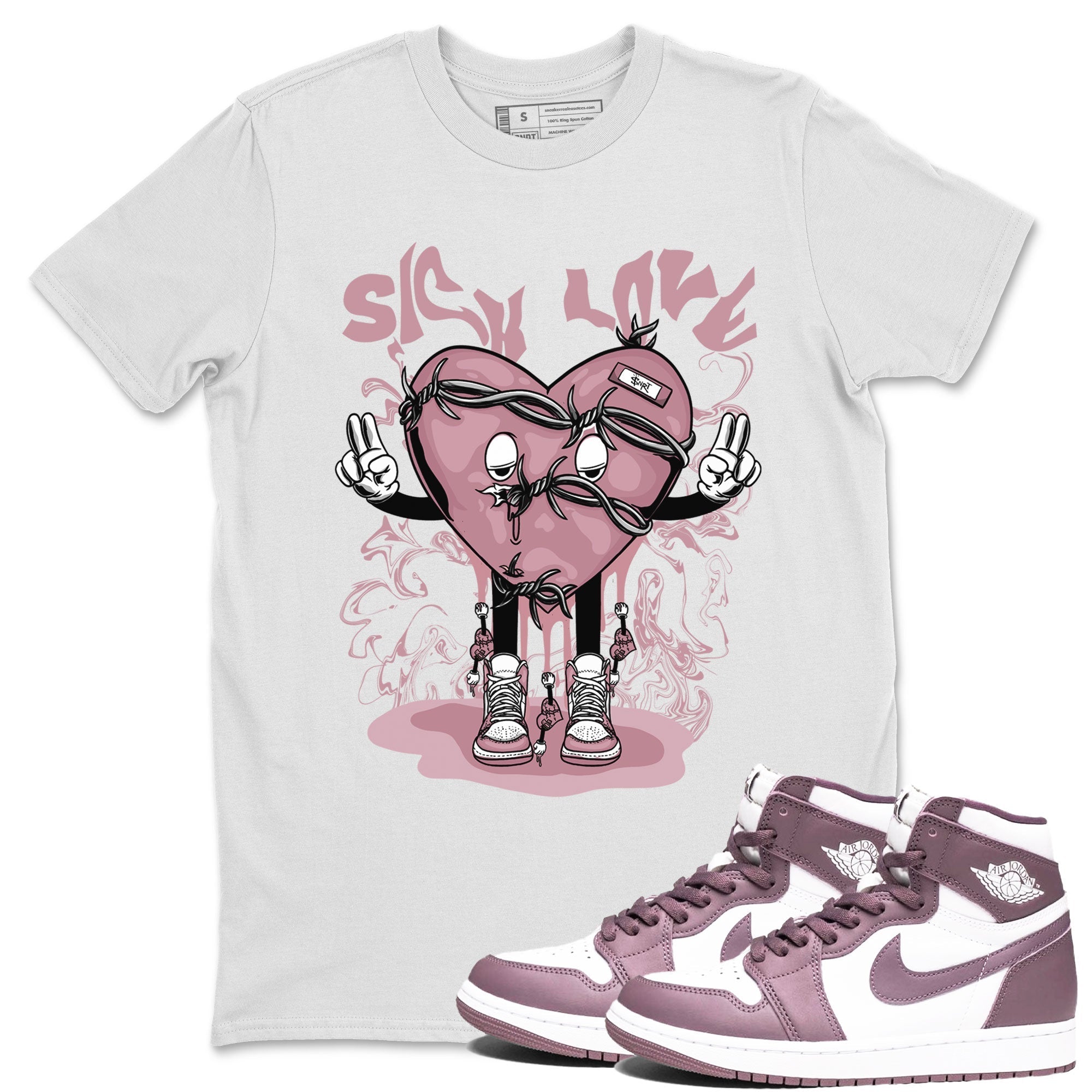 Air Jordan 1 Mauve shirt to match jordans Sick Love crew neck streetwear t-shirt AJ1 High OG Mauve Drip Gear Zone Crew Neck Sneaker Matching TeeUnisex White 1 Sneaker Matching Tee