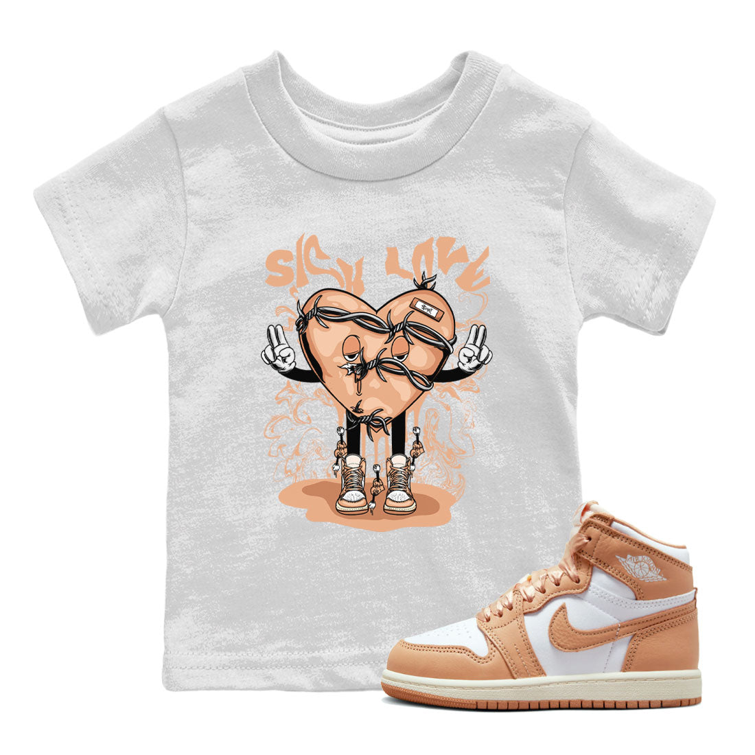 Air Jordan 1 High OG WMNS Praline shirt to match jordans Sick Love Streetwear Sneaker Shirt Air Jordan 1 Praline Drip Gear Zone Sneaker Matching Clothing Baby Toddler White 1 T-Shirt
