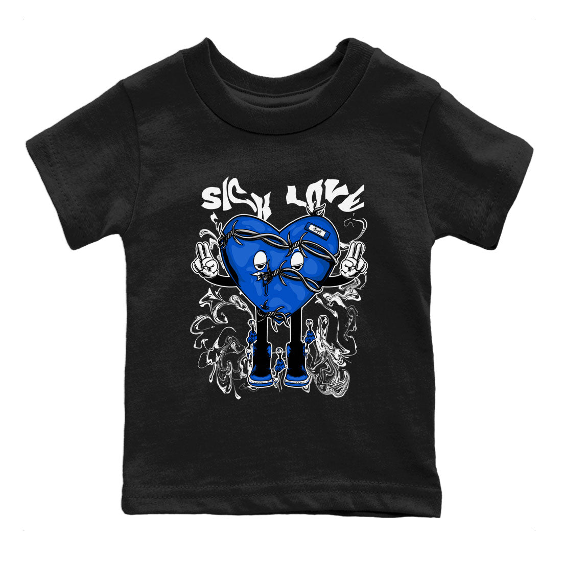 Jordan 1 High OG Royal Reimagined shirt to match jordans Sick Love sneaker tees Air Jordan 1 Royal Reimagined Drip Gear Zone Crew Neck T-ShirtBaby Toddler Black 2 T-Shirt