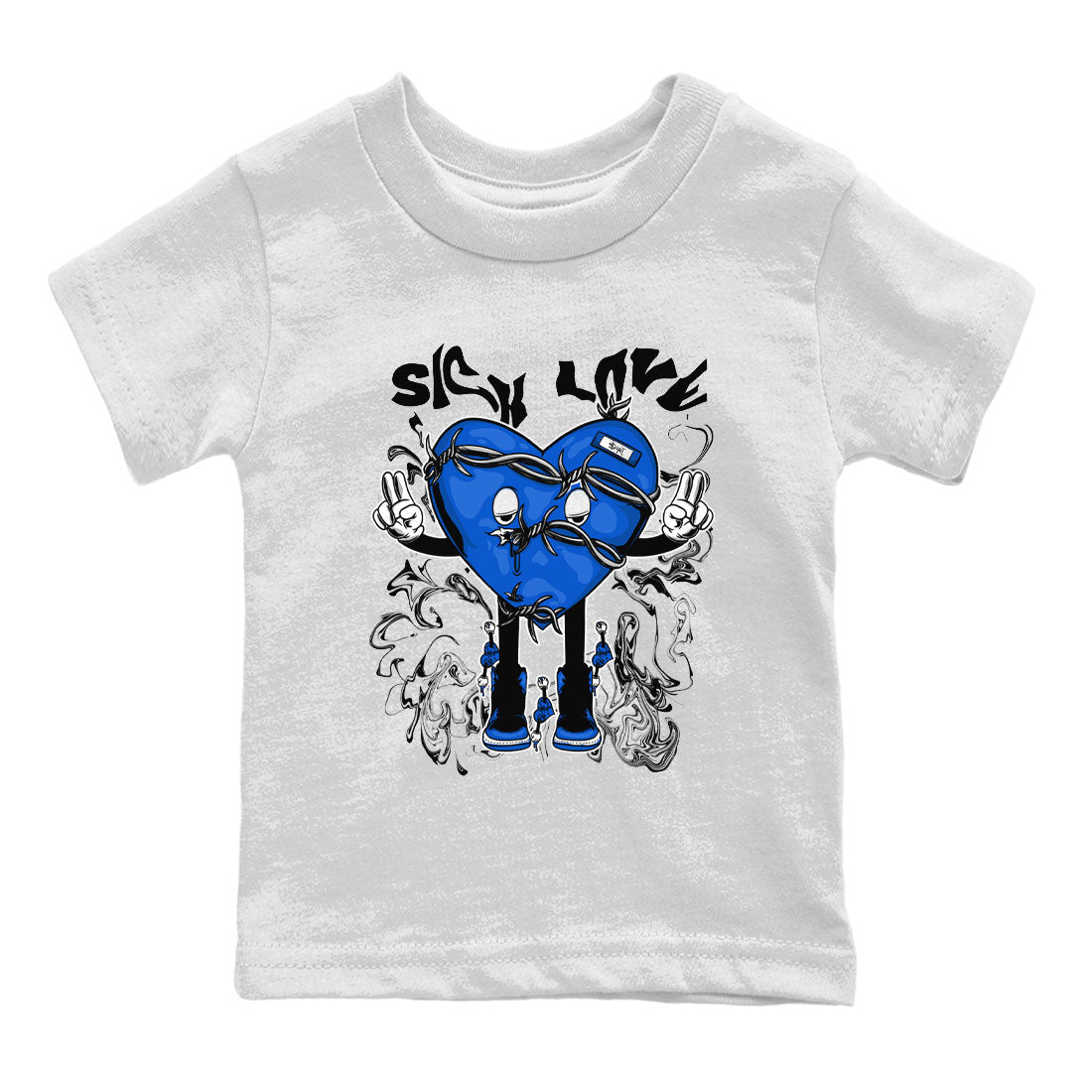 Jordan 1 High OG Royal Reimagined shirt to match jordans Sick Love sneaker tees Air Jordan 1 Royal Reimagined Drip Gear Zone Crew Neck T-ShirtBaby Toddler White 2 T-Shirt