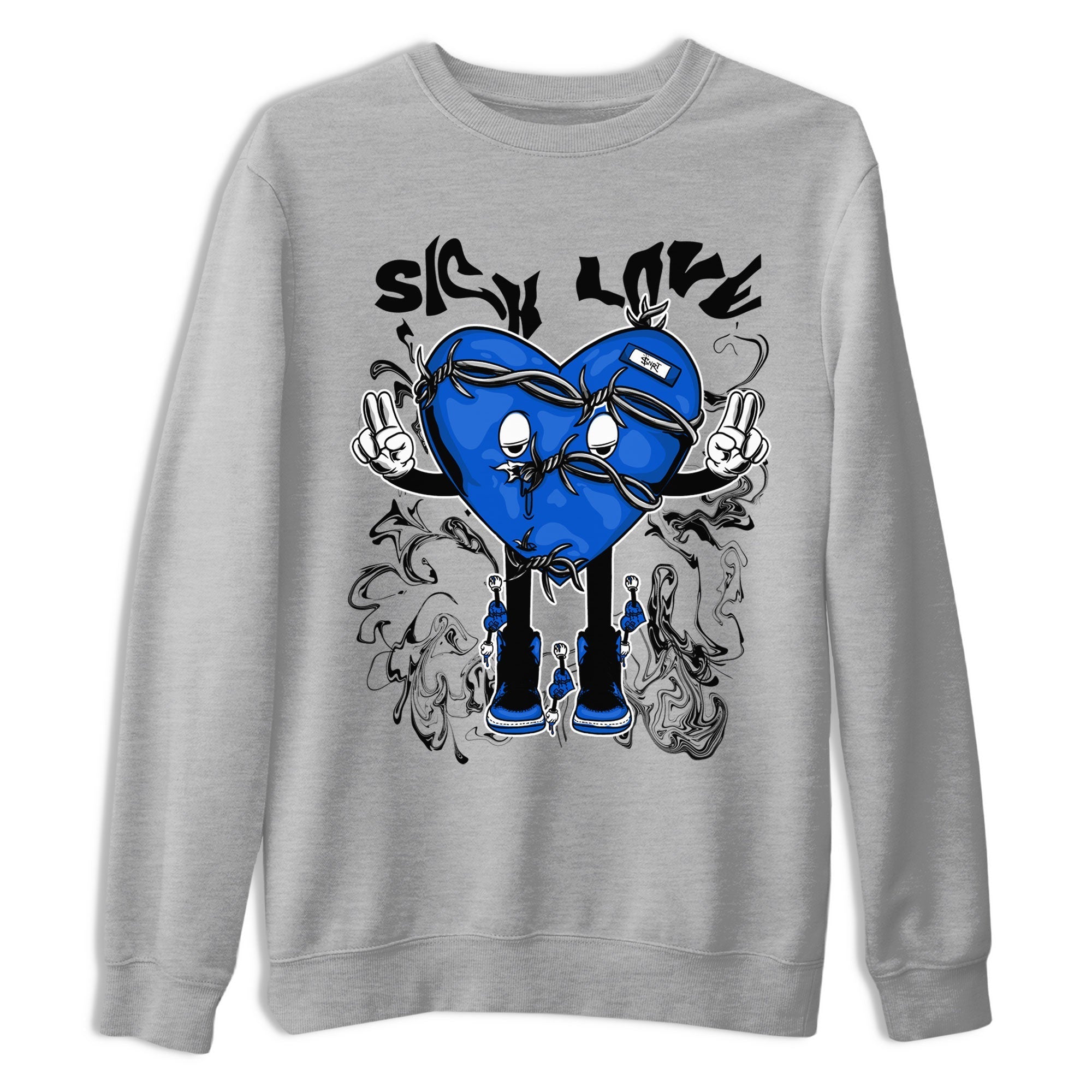 Jordan 1 High OG Royal Reimagined shirt to match jordans Sick Love sneaker tees Air Jordan 1 Royal Reimagined Drip Gear Zone Crew Neck T-ShirtUnisex Heather Grey 2 T-Shirt