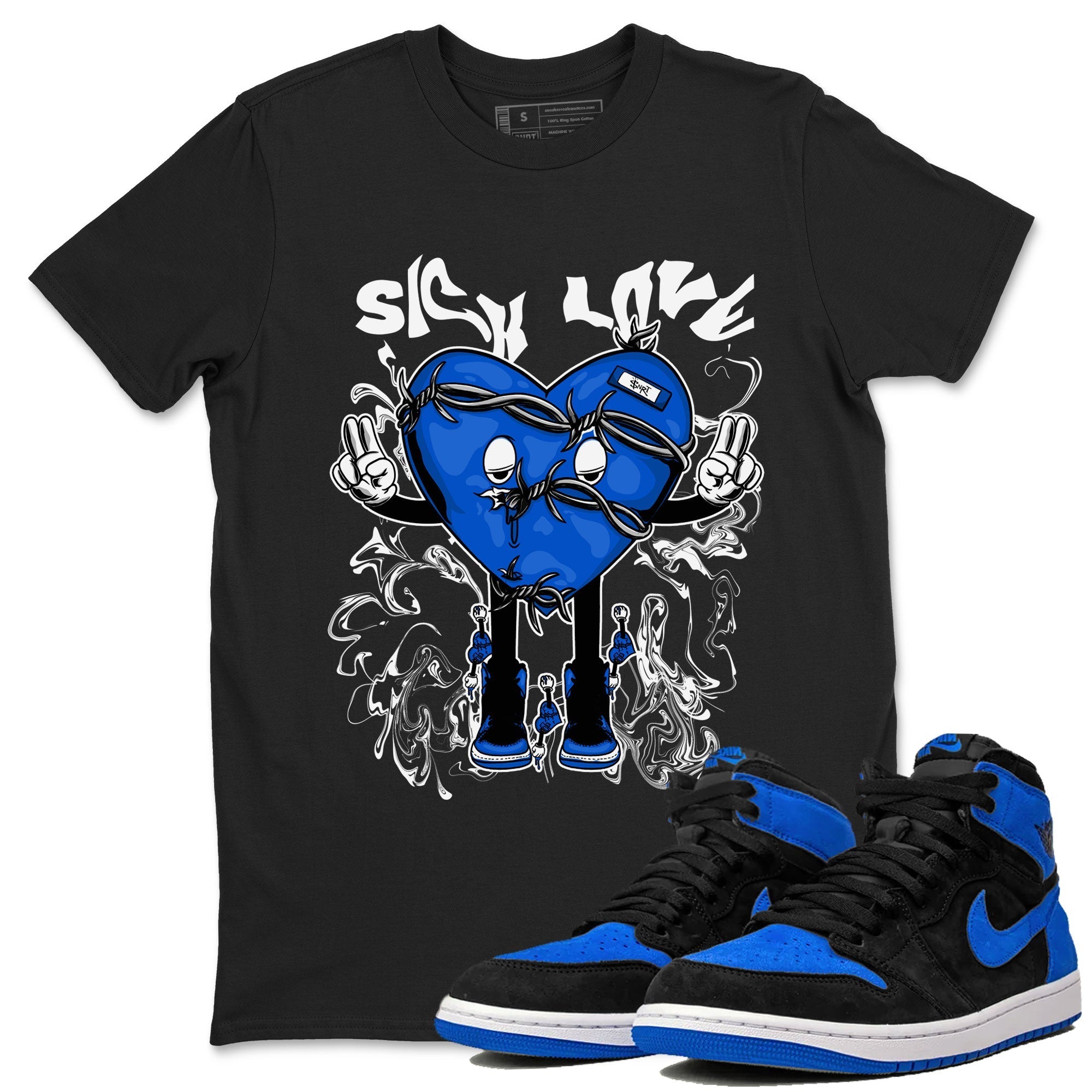 Jordan 1 High OG Royal Reimagined shirt to match jordans Sick Love sneaker tees Air Jordan 1 Royal Reimagined Drip Gear Zone Crew Neck T-ShirtUnisex Black 1 T-Shirt