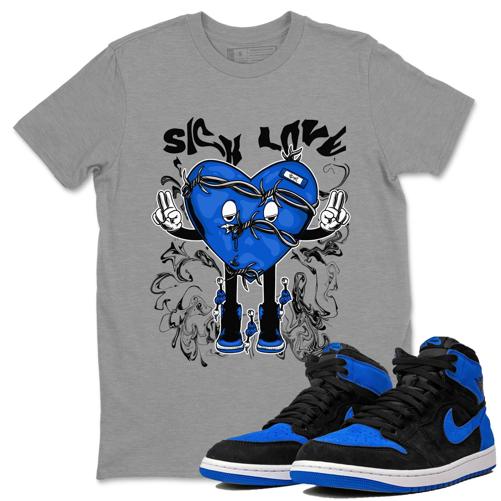 Jordan 1 High OG Royal Reimagined shirt to match jordans Sick Love sneaker tees Air Jordan 1 Royal Reimagined Drip Gear Zone Crew Neck T-ShirtUnisex Heather Grey 1 T-Shirt