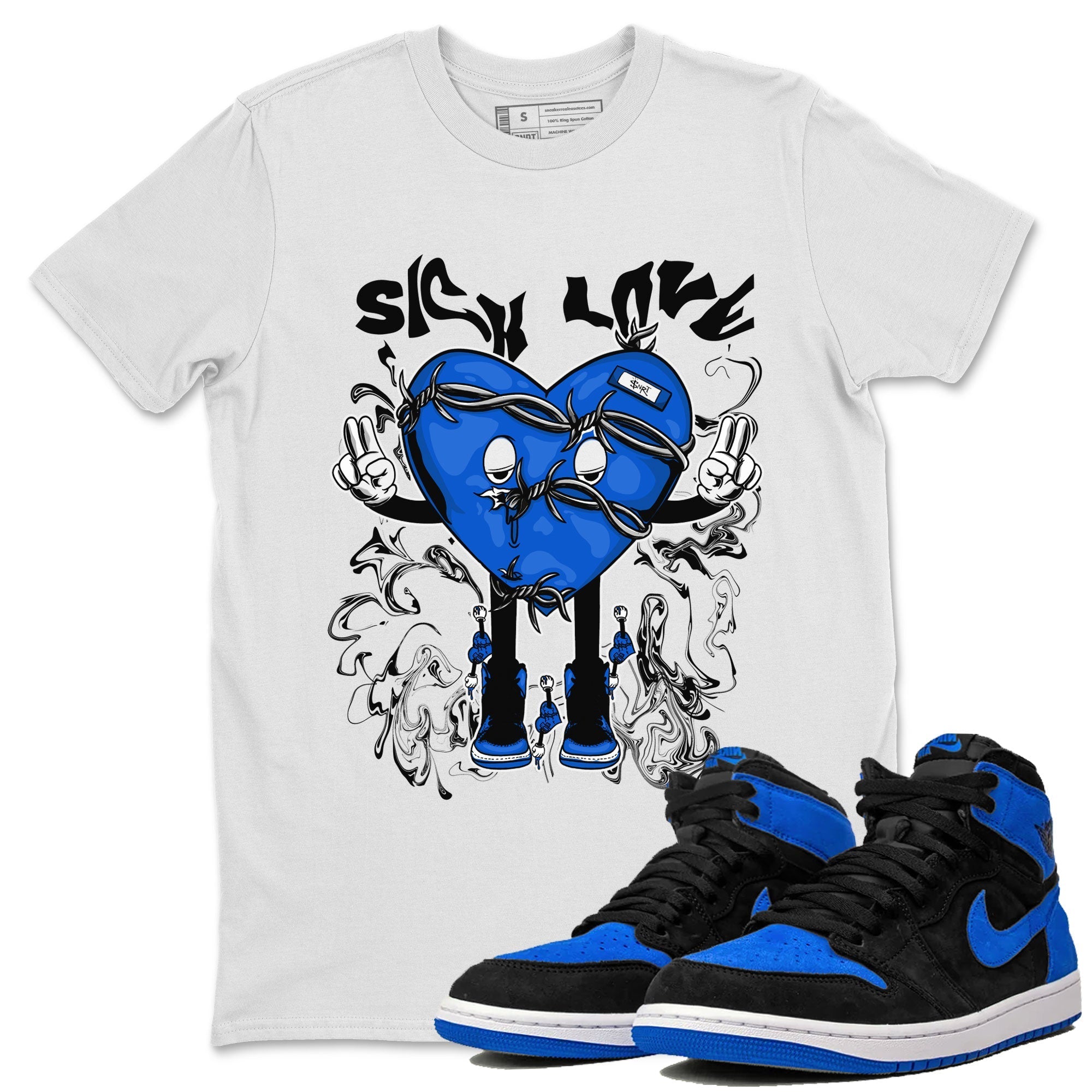Jordan 1 High OG Royal Reimagined shirt to match jordans Sick Love sneaker tees Air Jordan 1 Royal Reimagined Drip Gear Zone Crew Neck T-ShirtUnisex White 1 T-Shirt