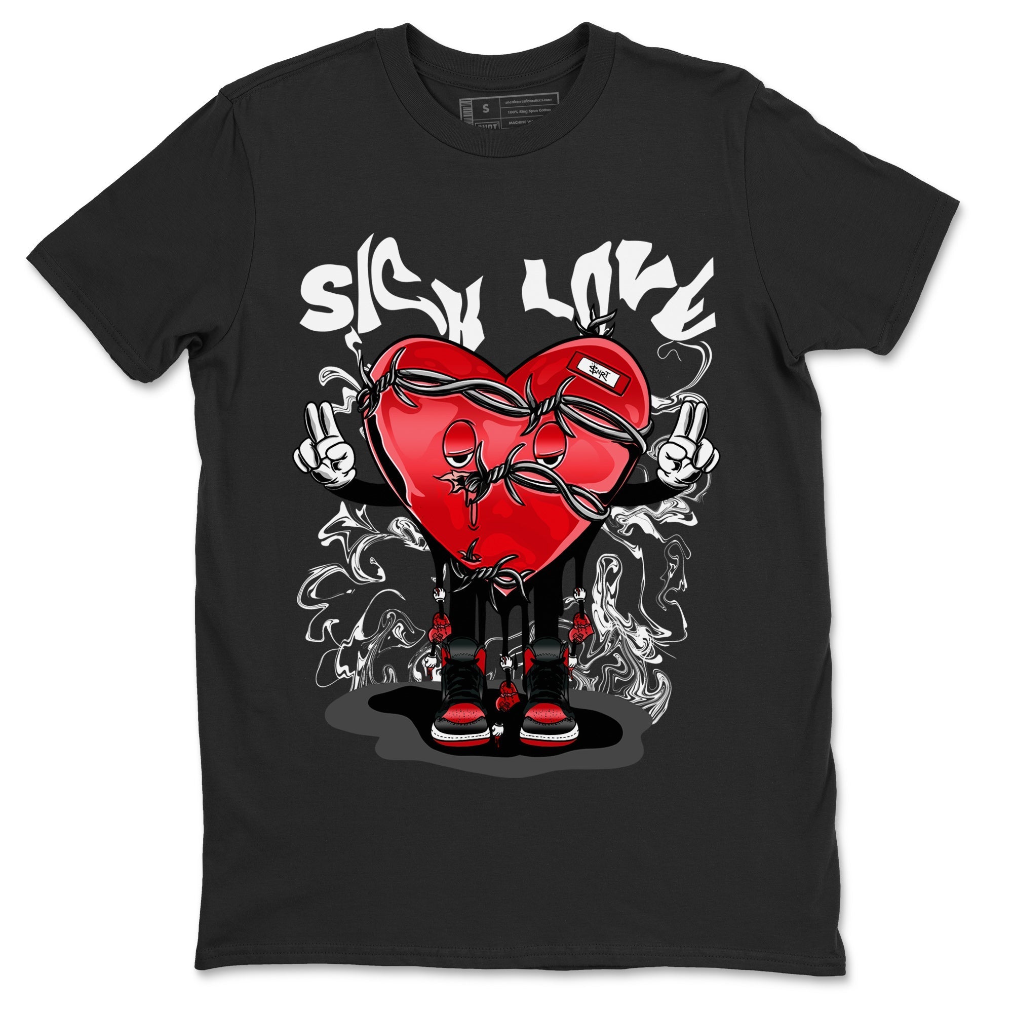 Air Jordan 1 Satin Bred Sneaker Match Tees Sick Love Streetwear Sneaker Shirt Jordan 1 High OG Satin Bred Sneaker Release Tees Unisex Shirts Black 2