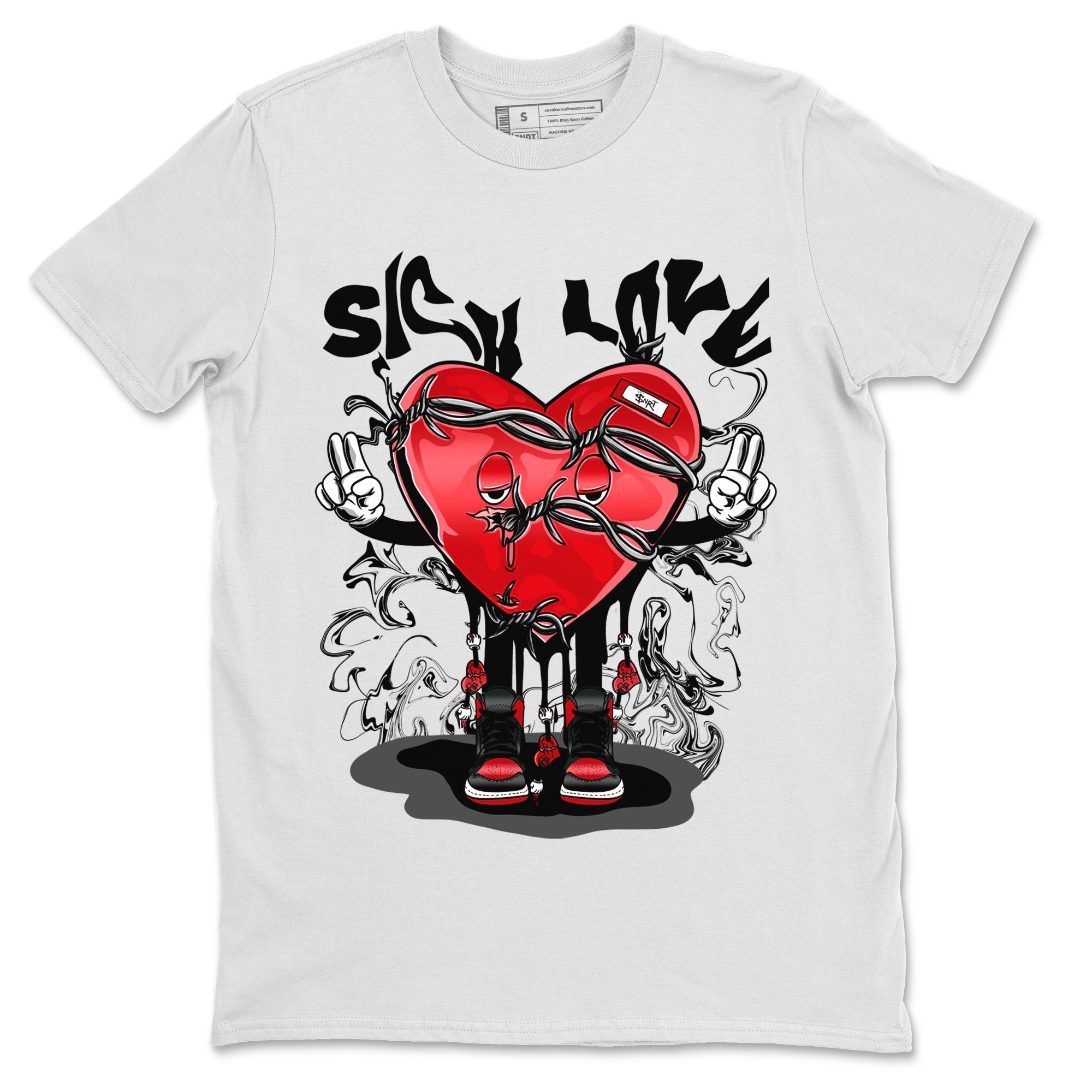 Air Jordan 1 Satin Bred Sneaker Match Tees Sick Love Streetwear Sneaker Shirt Jordan 1 High OG Satin Bred Sneaker Release Tees Unisex Shirts White 2