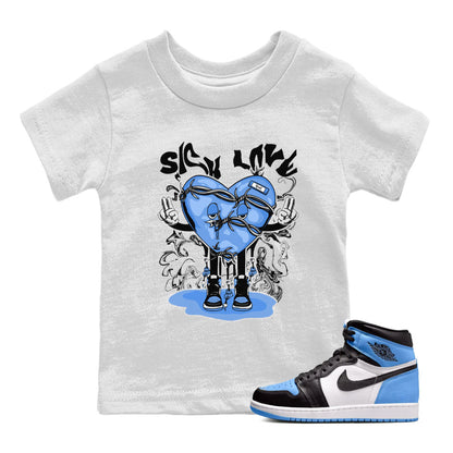 Air Jordan 1 UNC Toe shirt to match jordans Sick Love Streetwear Sneaker Shirt Air Jordan 1 Retro High OG UNC Toe Drip Gear Zone Sneaker Matching Clothing Baby Toddler White 1 T-Shirt