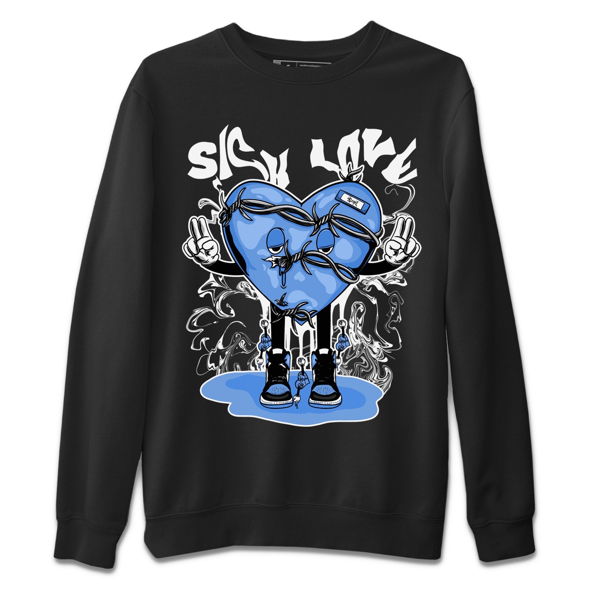 Air Jordan 1 UNC Toe shirt to match jordans Sick Love Streetwear Sneaker Shirt Air Jordan 1 Retro High OG UNC Toe Drip Gear Zone Sneaker Matching Clothing Unisex Black 2 T-Shirt