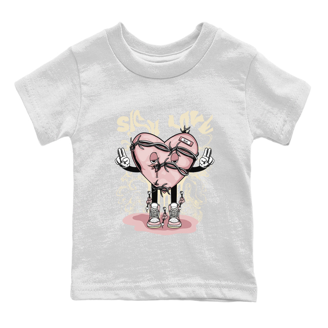 Air Jordan 1 Washed Pink Sneaker Match Tees Sick Love Streetwear Sneaker Shirt Jordan 1 High OG Washed Pink Sneaker Release Tees Kids Shirts White 2