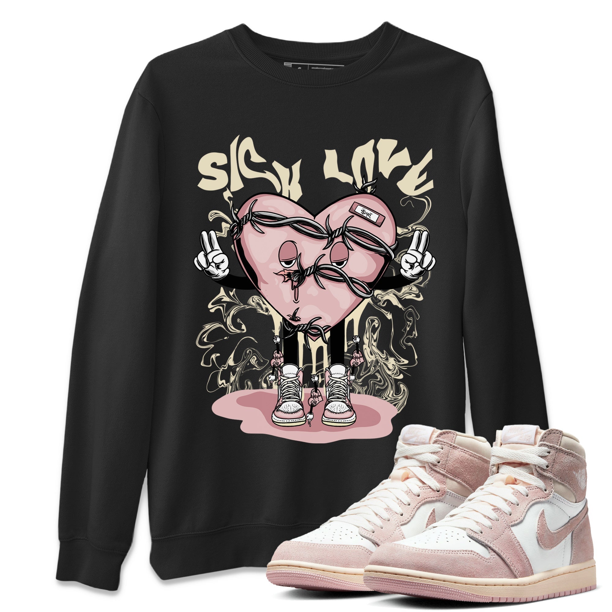 Air Jordan 1 Washed Pink Sneaker Match Tees Sick Love Streetwear Sneaker Shirt Jordan 1 High OG Washed Pink Sneaker Release Tees Unisex Shirts Black 1