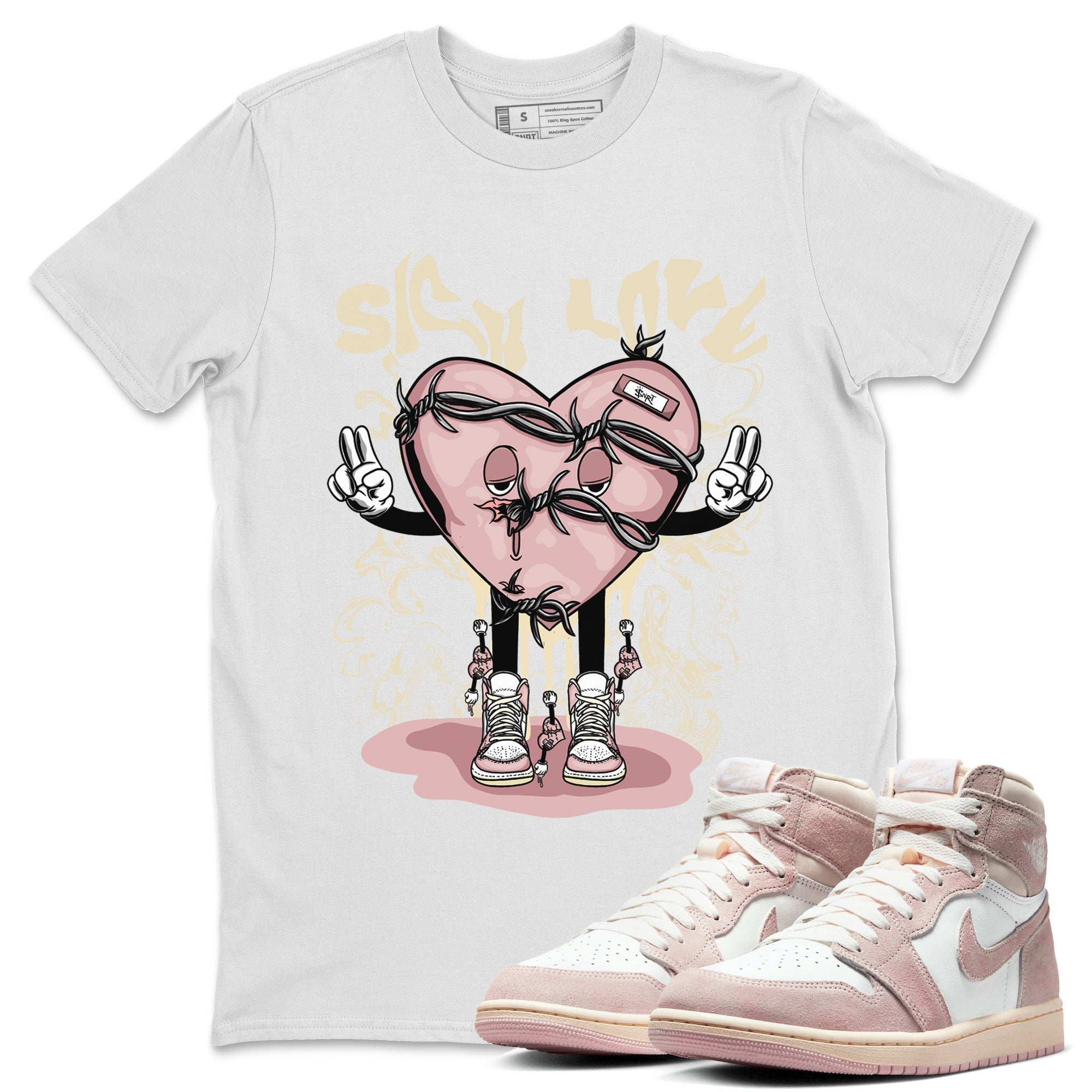 Air Jordan 1 Washed Pink Sneaker Match Tees Sick Love Streetwear Sneaker Shirt Jordan 1 High OG Washed Pink Sneaker Release Tees Unisex Shirts White 1
