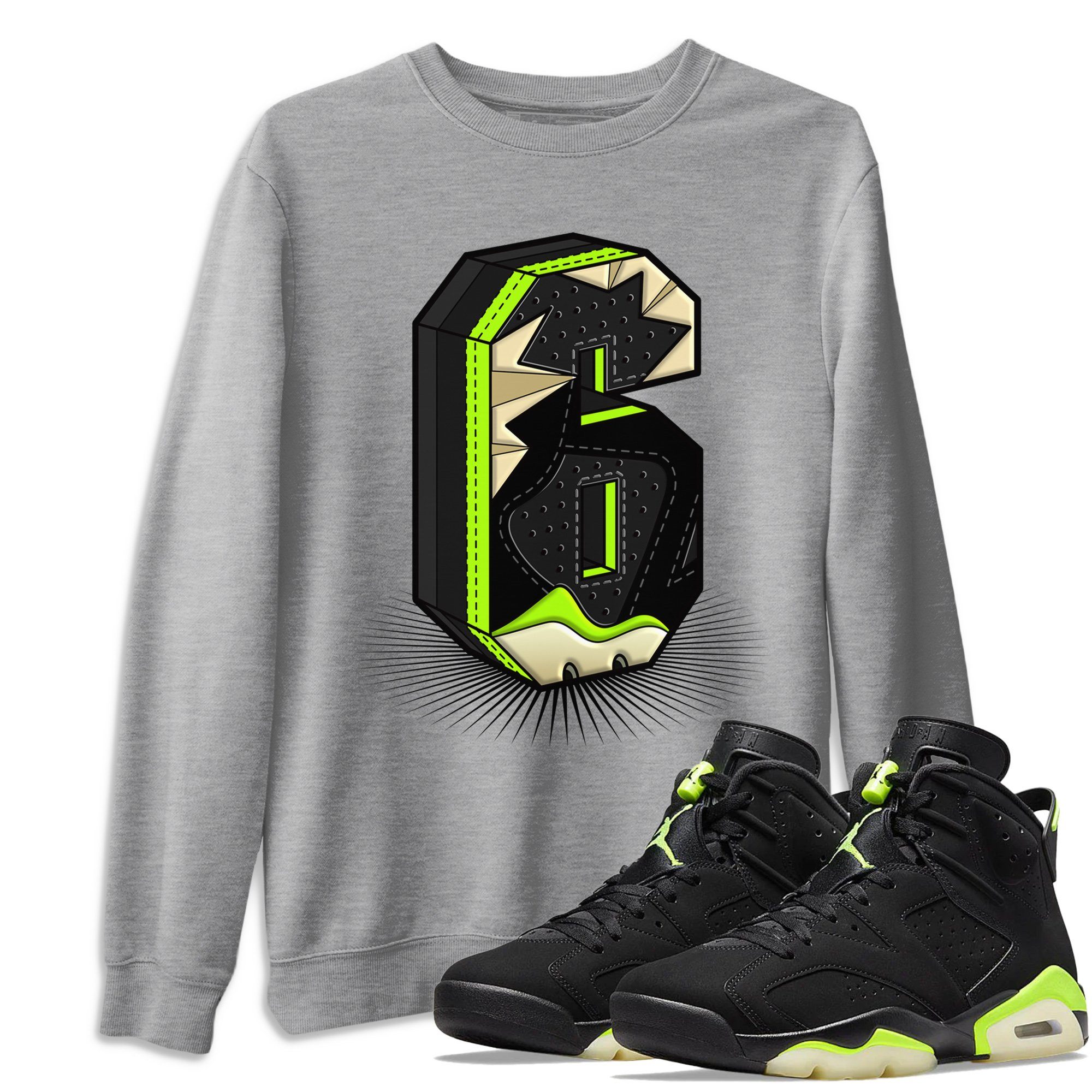 Jordan 6 Electric Green Shirt To Match Jordans Six Statue Sneaker Tees Jordan 6 Electric Green Drip Gear Zone Sneaker Matching Clothing Unisex Shirts