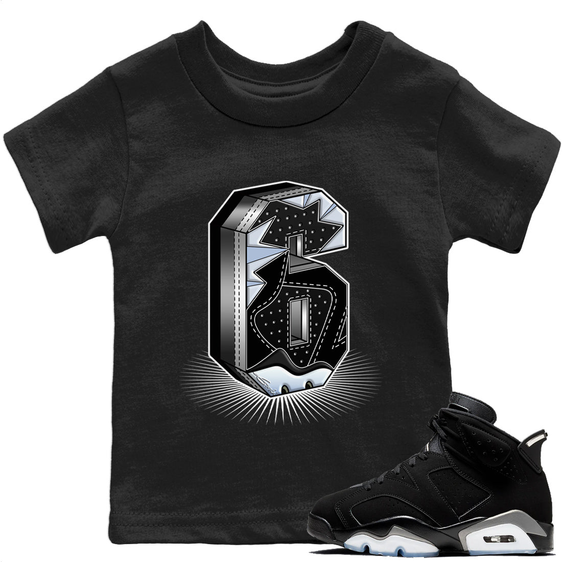 Jordan 6 Chrome Sneaker Matching T-Shirt Six Statue Sneaker Tees Jordan 6 Chrome Sneaker Release Tees Kids Shirts