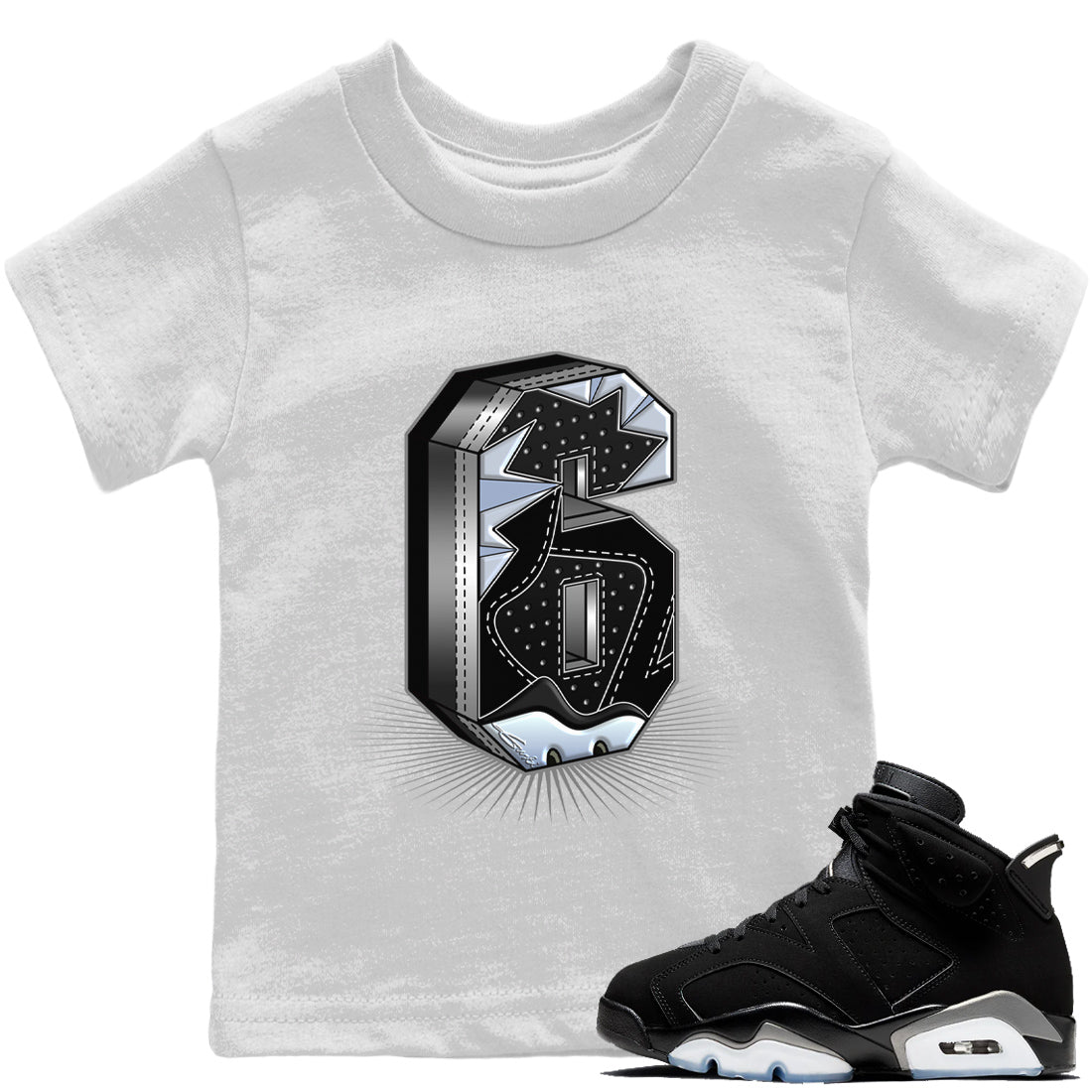 Jordan 6 Chrome Sneaker Matching T-Shirt Six Statue Sneaker Tees Jordan 6 Chrome Sneaker Release Tees Kids Shirts