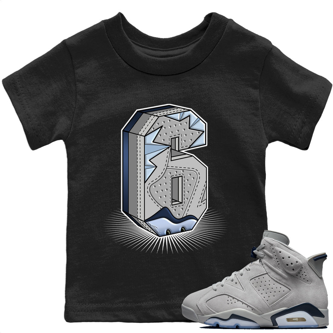 Jordan 6 Georgetown Sneaker Matching T-Shirt Six Statue Sneaker Tees Jordan 6 Georgetown Sneaker Release Tees Kids Shirts