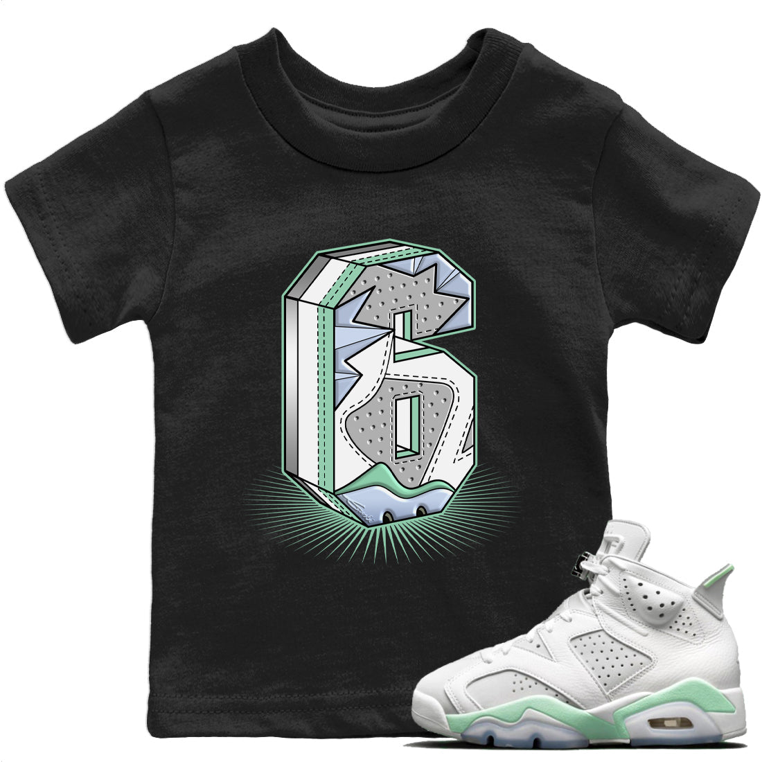 Jordan 6 Mint Foam Sneaker Matching T-Shirt Six Statue Sneaker Tees Jordan 6 Mint Foam Sneaker Release Tees Kids Shirts