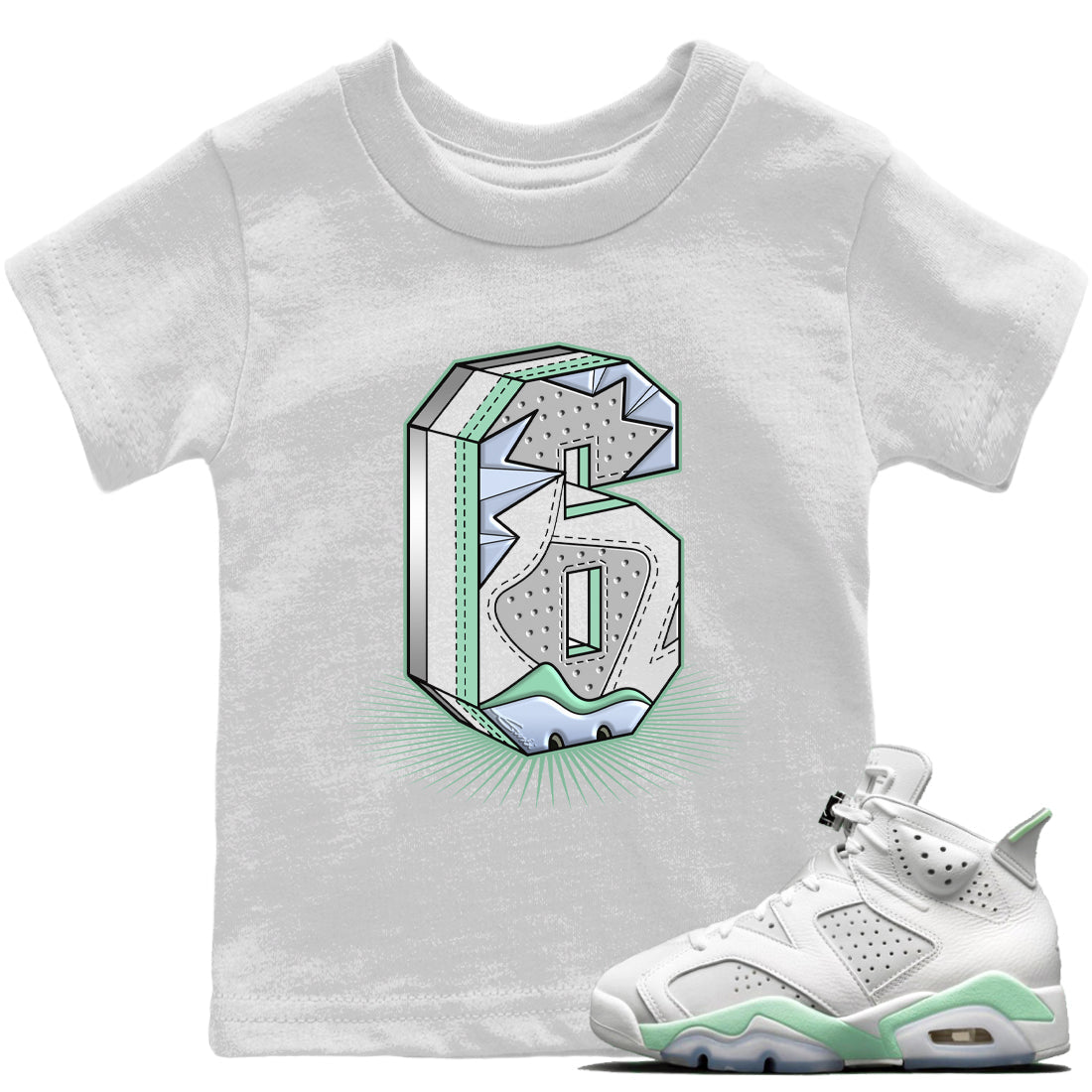 Jordan 6 Mint Foam Sneaker Matching T-Shirt Six Statue Sneaker Tees Jordan 6 Mint Foam Sneaker Release Tees Kids Shirts