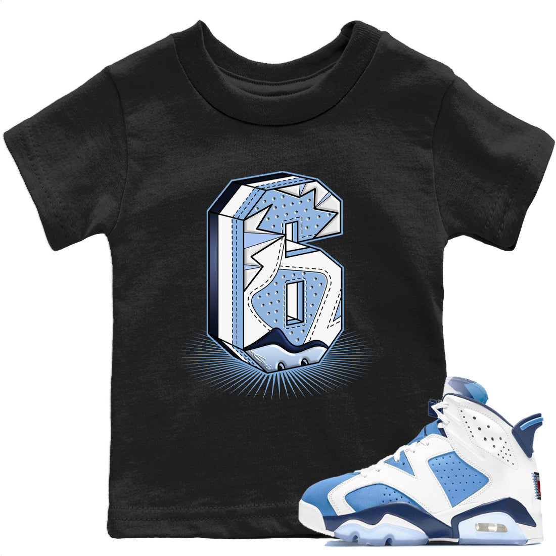 Jordan 6 UNC Shirt To Match Jordans Six Statue Sneaker Tees Jordan 6 UNC Drip Gear Zone Sneaker Matching Clothing Kids Shirts