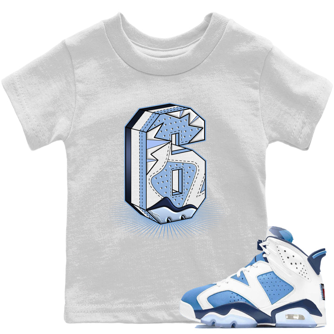 Jordan 6 UNC Shirt To Match Jordans Six Statue Sneaker Tees Jordan 6 UNC Drip Gear Zone Sneaker Matching Clothing Kids Shirts