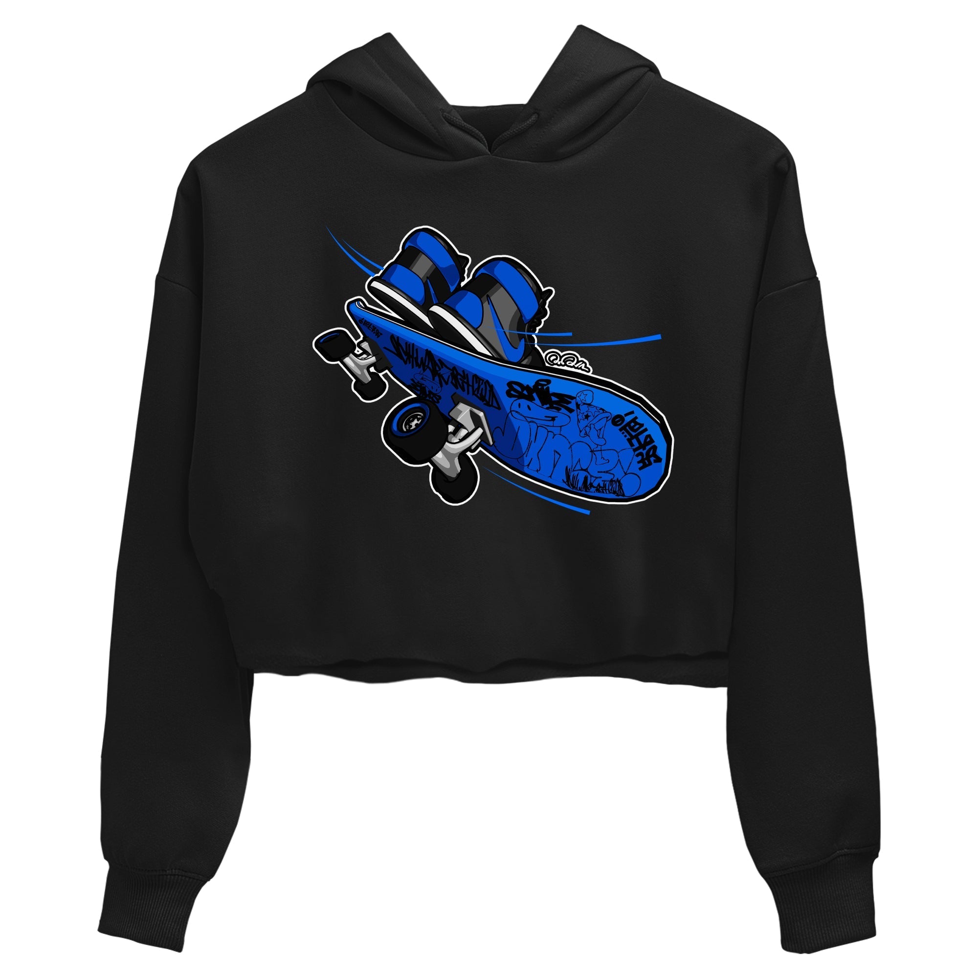 Air Jordan 1 Royal Reimagined shirt to match jordans Skateboard sneaker tees AJ1 Royal Reimagined Drip Gear Zone Black 2 Crop T-Shirt