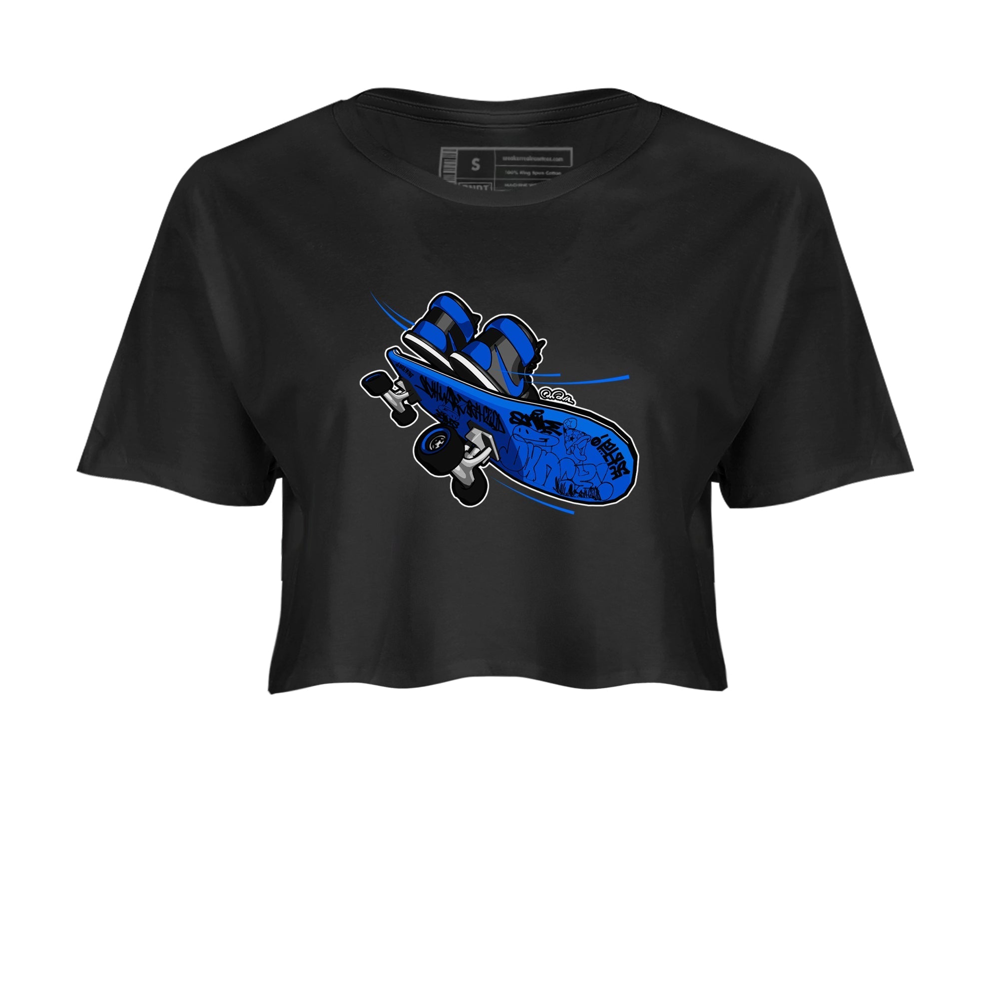 Air Jordan 1 Royal Reimagined shirt to match jordans Skateboard sneaker tees AJ1 Royal Reimagined Drip Gear Zone Black 2 Crop T-Shirt