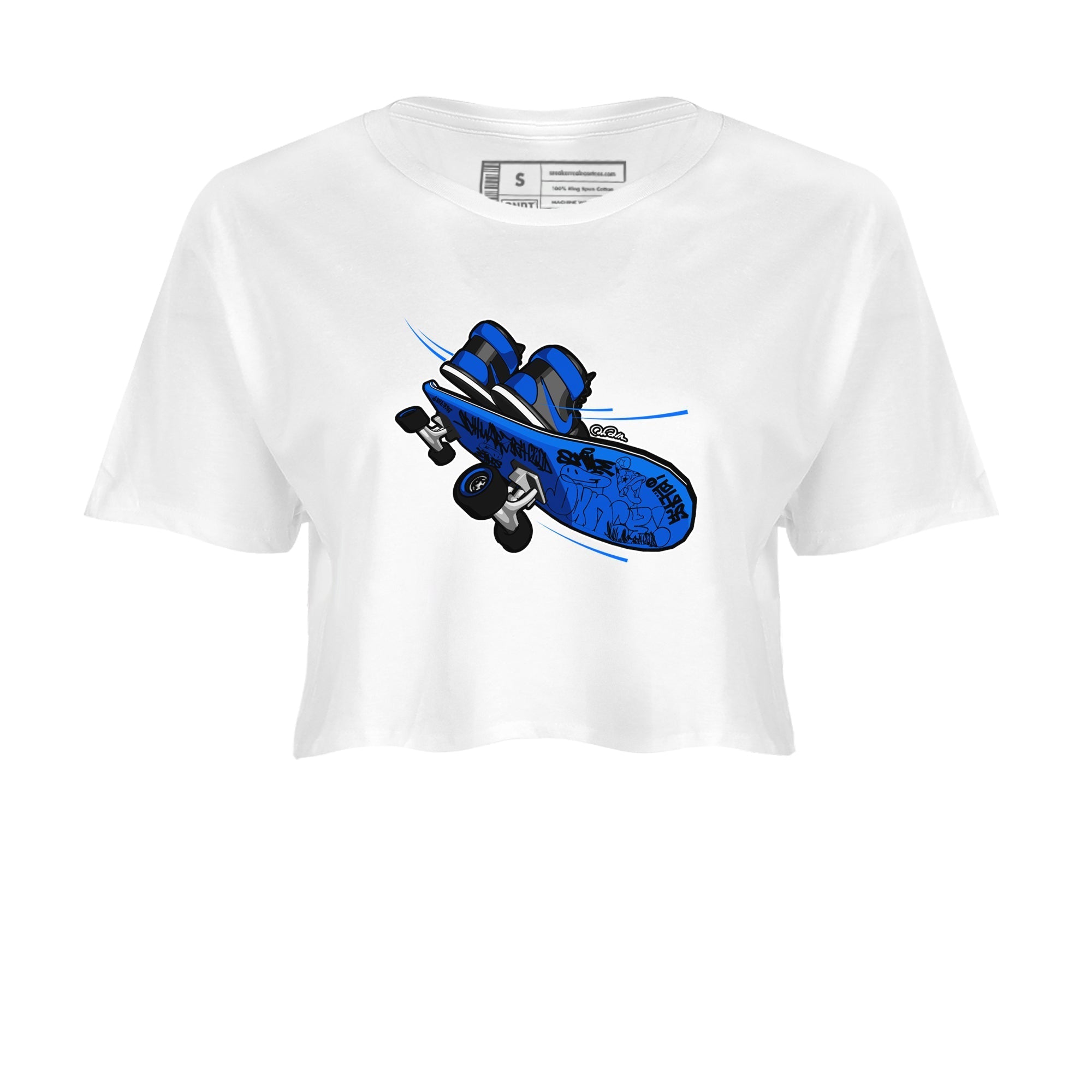 Air Jordan 1 Royal Reimagined shirt to match jordans Skateboard sneaker tees AJ1 Royal Reimagined Drip Gear Zone White 2 Crop T-Shirt