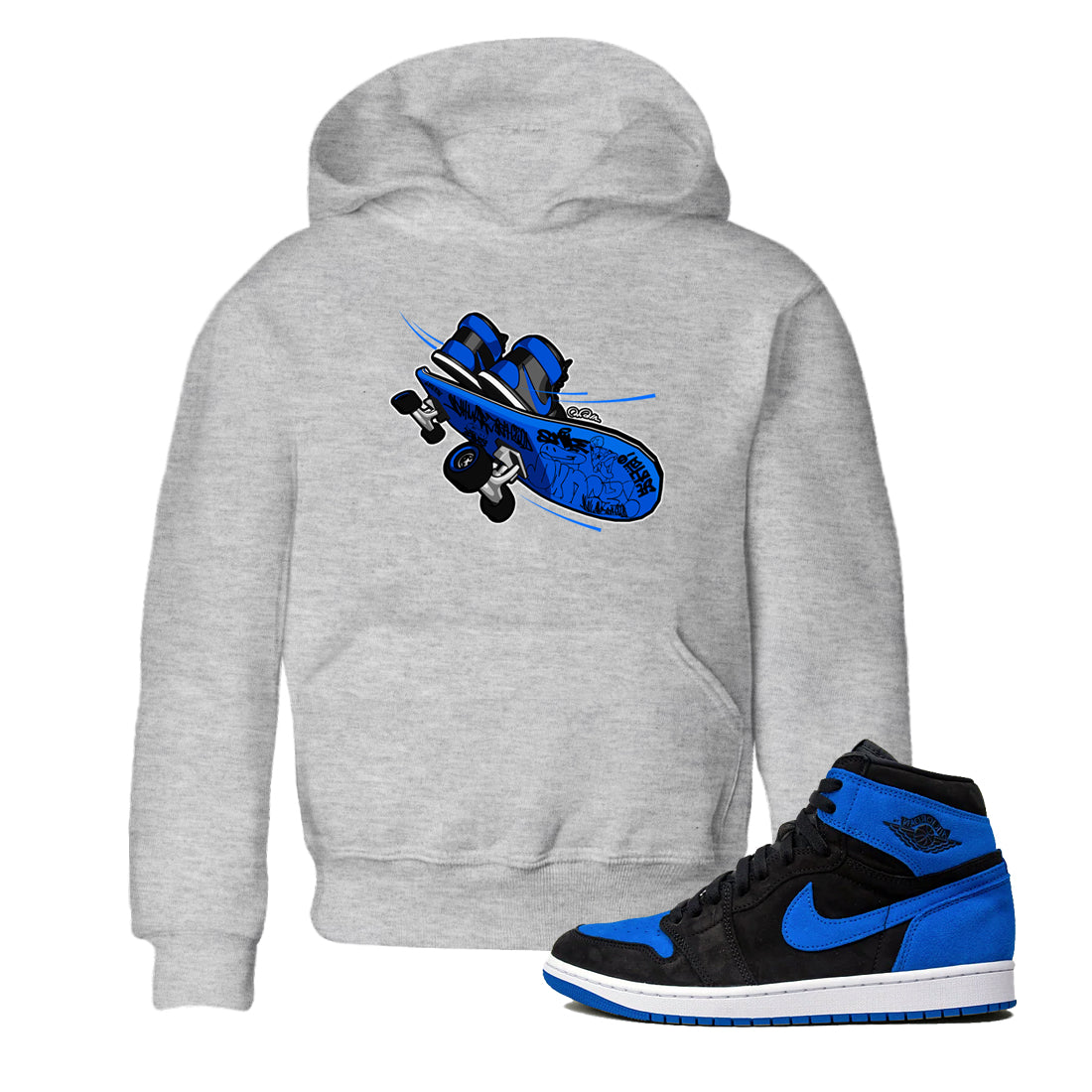 Air Jordan 1 Royal Reimagined shirt to match jordans Skateboard sneaker tees AJ1 Royal Reimagined Drip Gear Zone Kids Baby Toddler sneaker shirts Heather Grey 1 T-Shirt